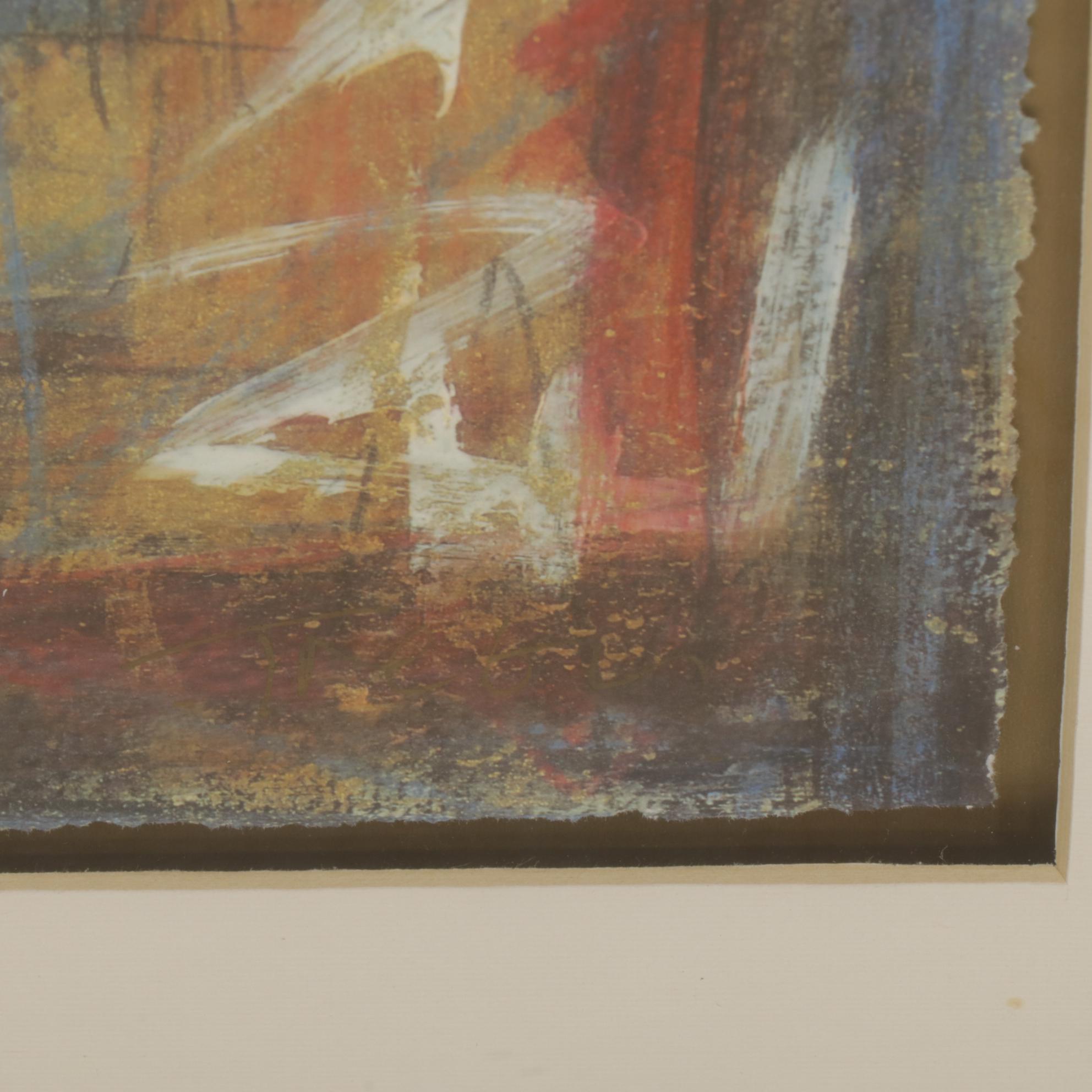 Janet Treby "Guitarist" Seriolithograph, Late 20th Century