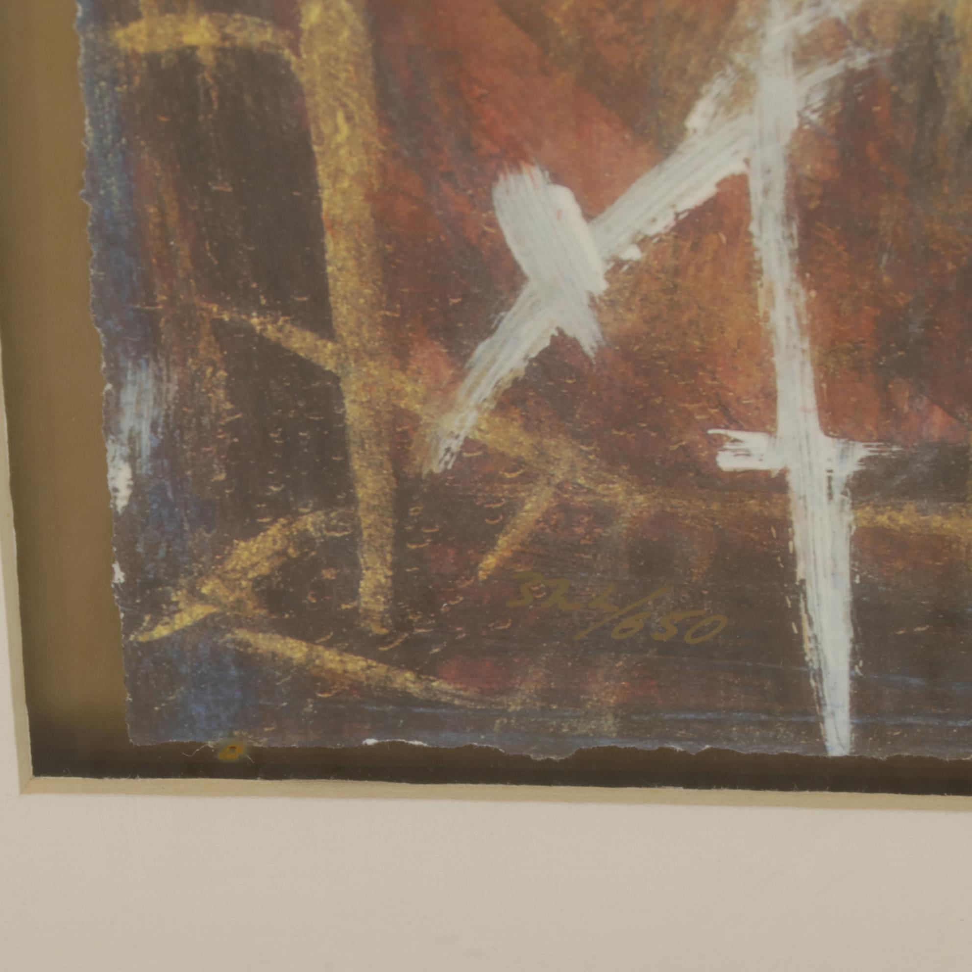 Janet Treby "Guitarist" Seriolithograph, Late 20th Century