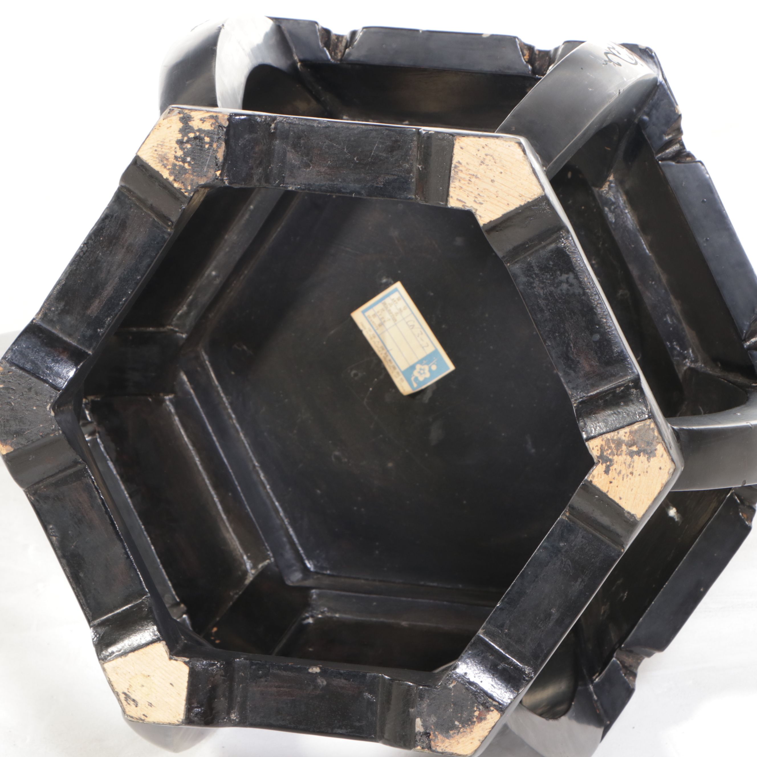 Chinese Style Floral Lacquered Wood Ottoman