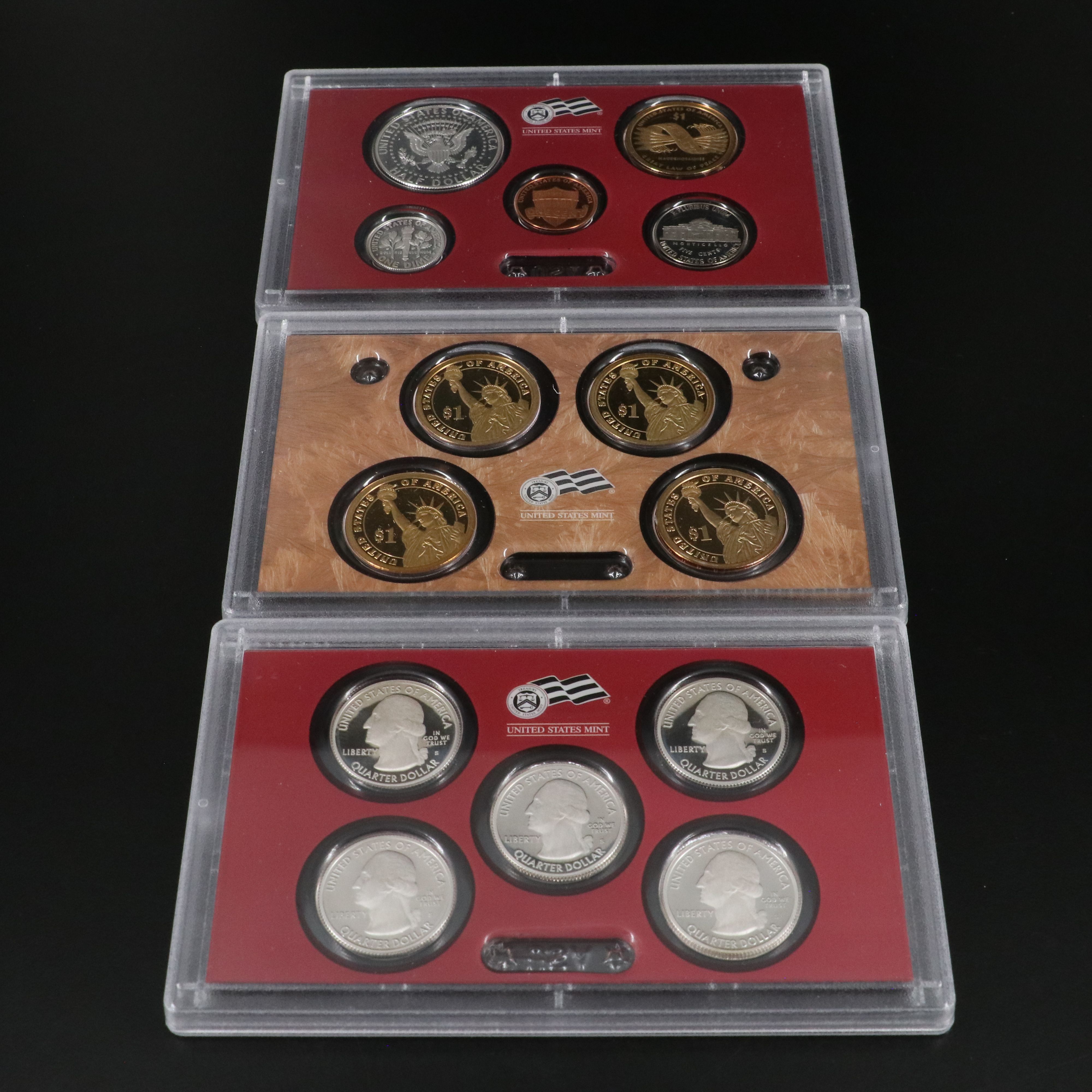 Four United States Modern Silver Proof Sets: 2010, 2011, 2014, and 2015