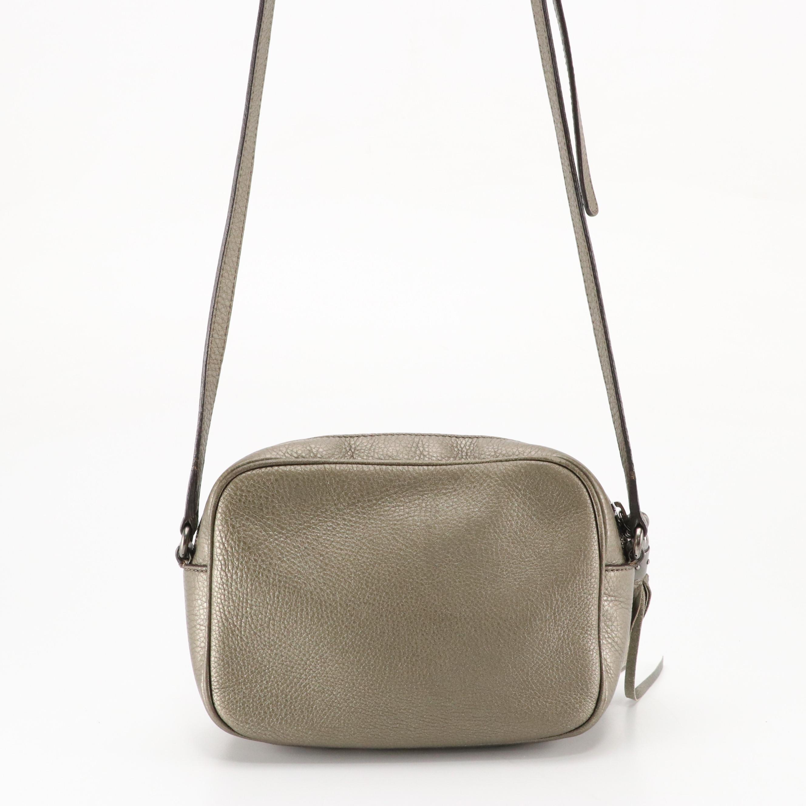 Gucci Soho Disco Crossbody with Tassel in Metallic Silver Grained Leather