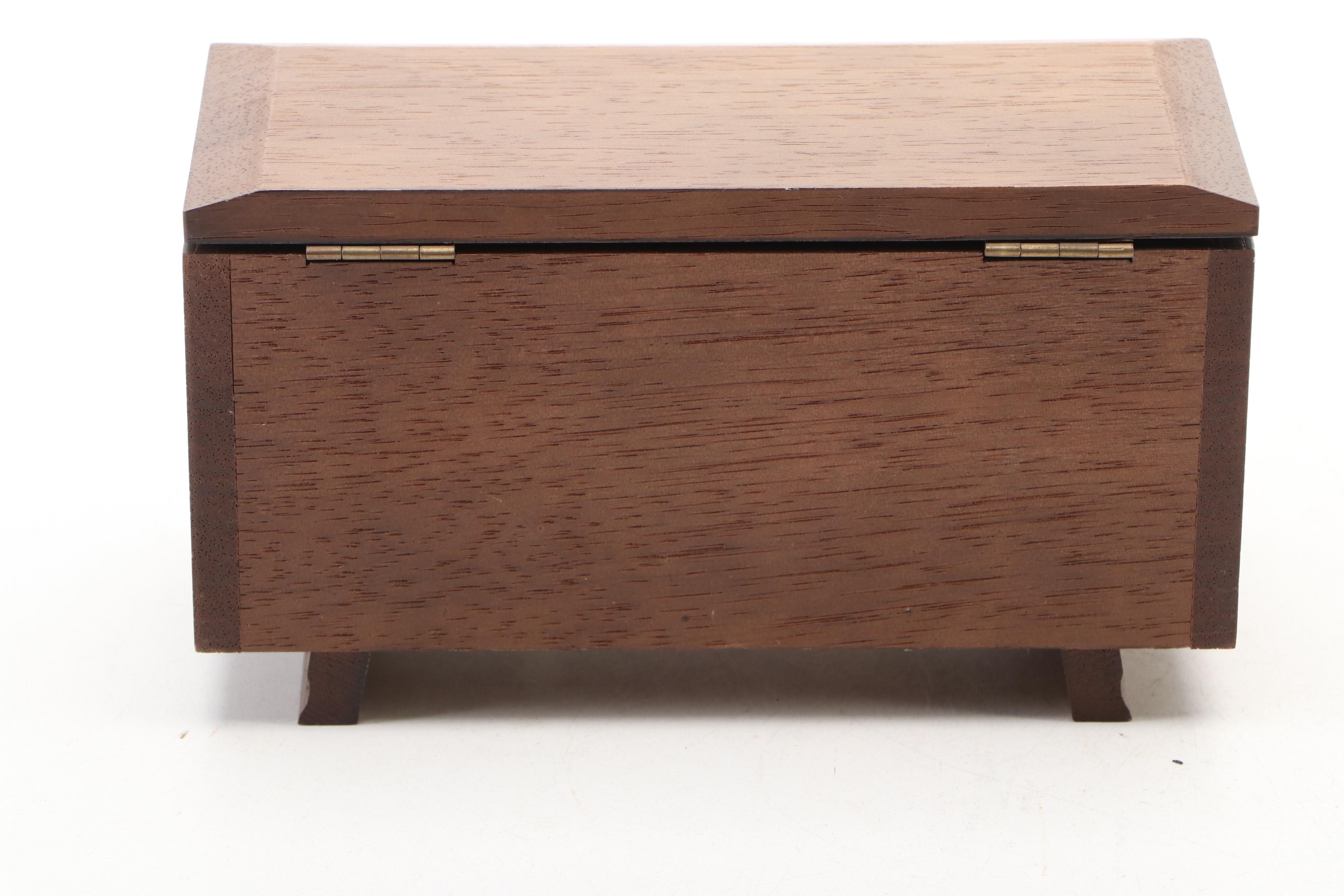 Japanese Tilso Musical Cigarette Box with Miniature Faux Library Cover Panel