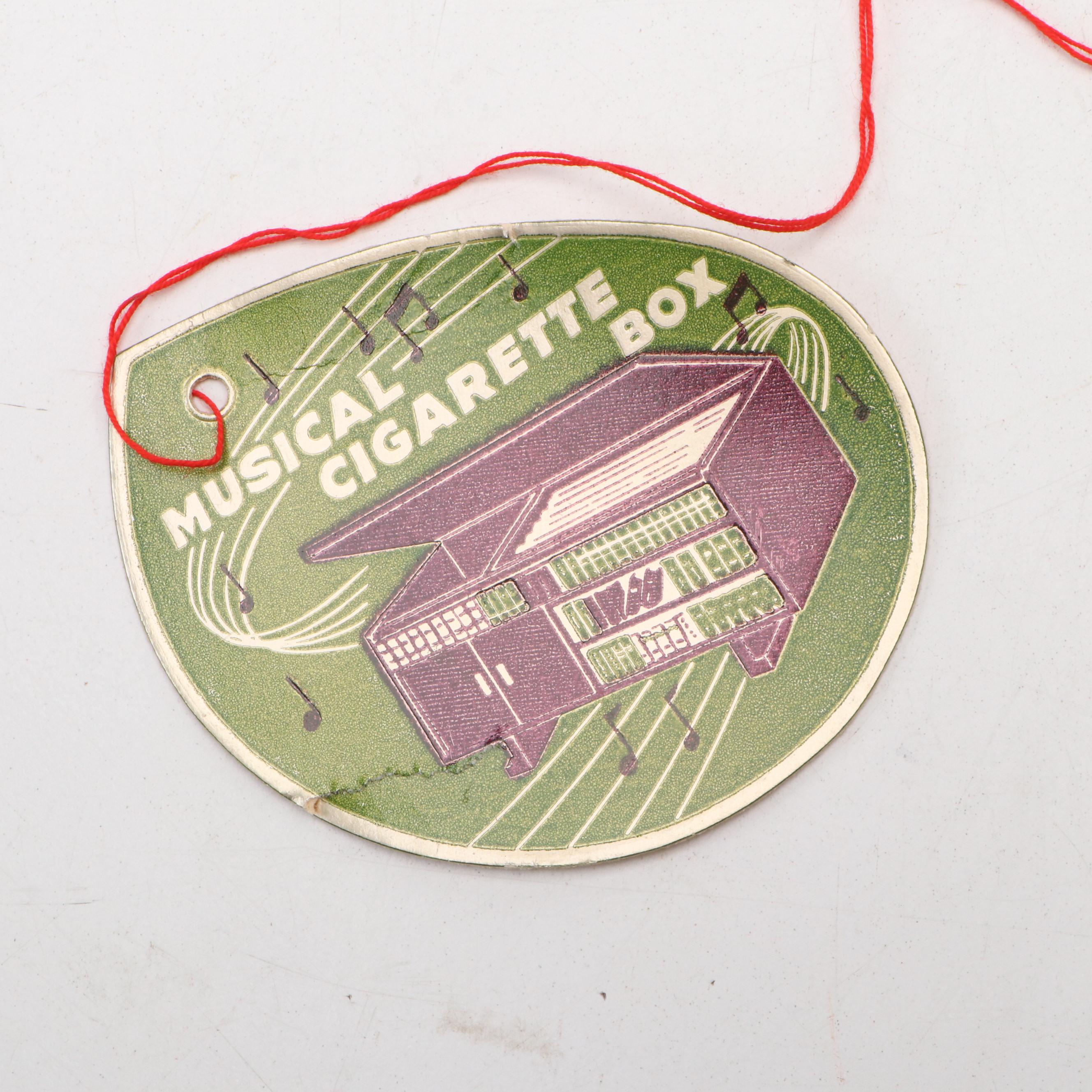 Japanese Tilso Musical Cigarette Box with Miniature Faux Library Cover Panel