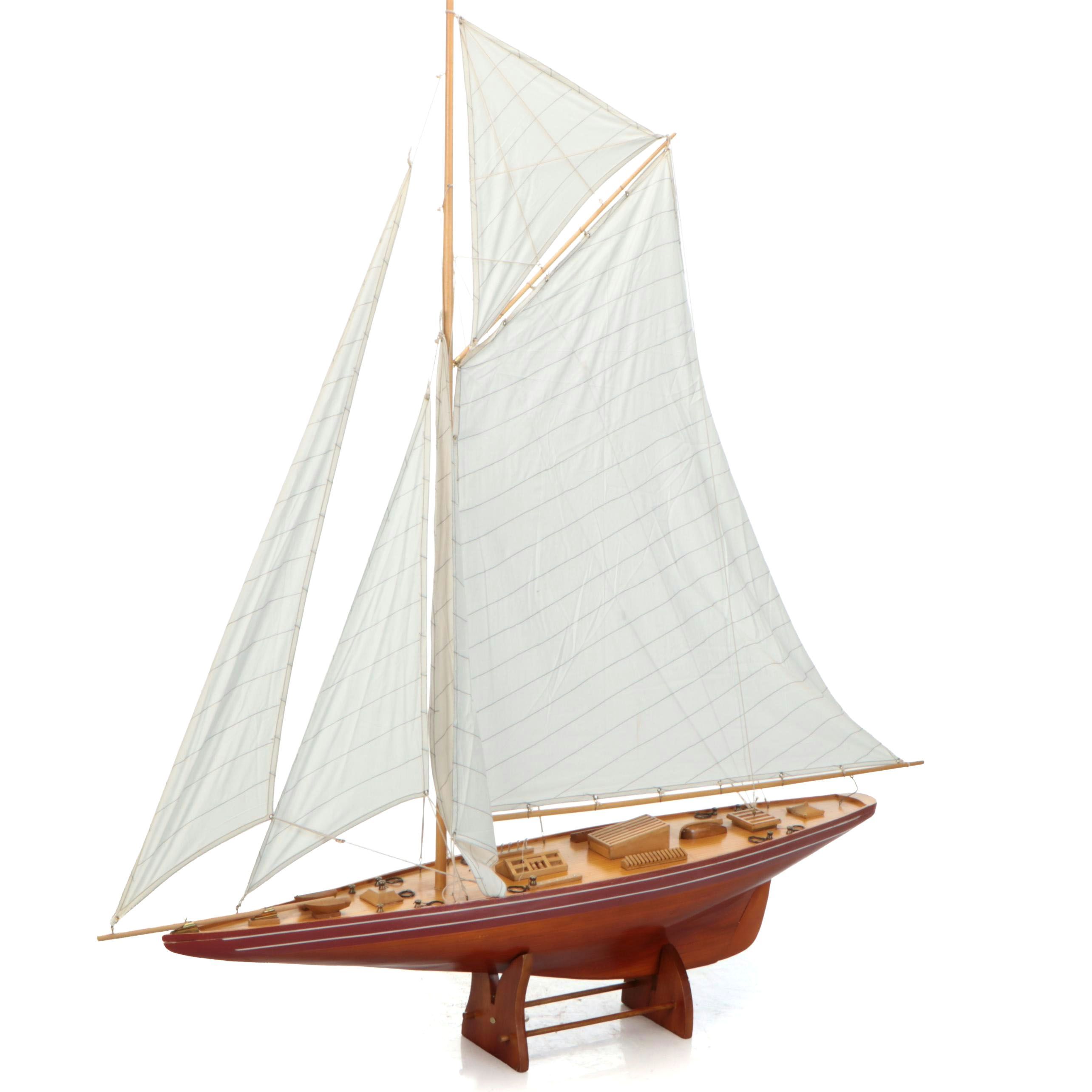 Handcrafted Wooden Sailboat Model