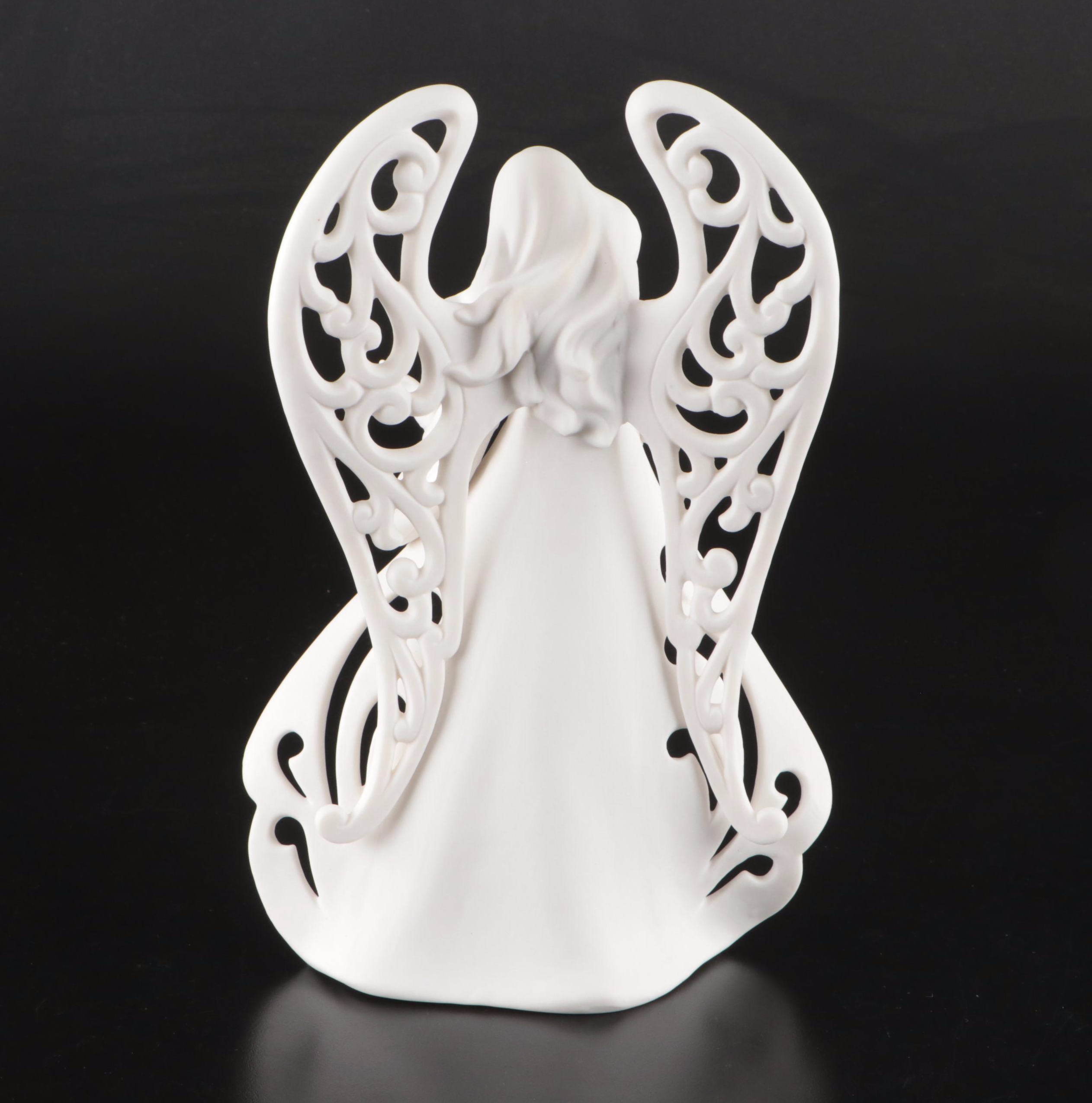 Ceramic and Wooden Angel Figurines