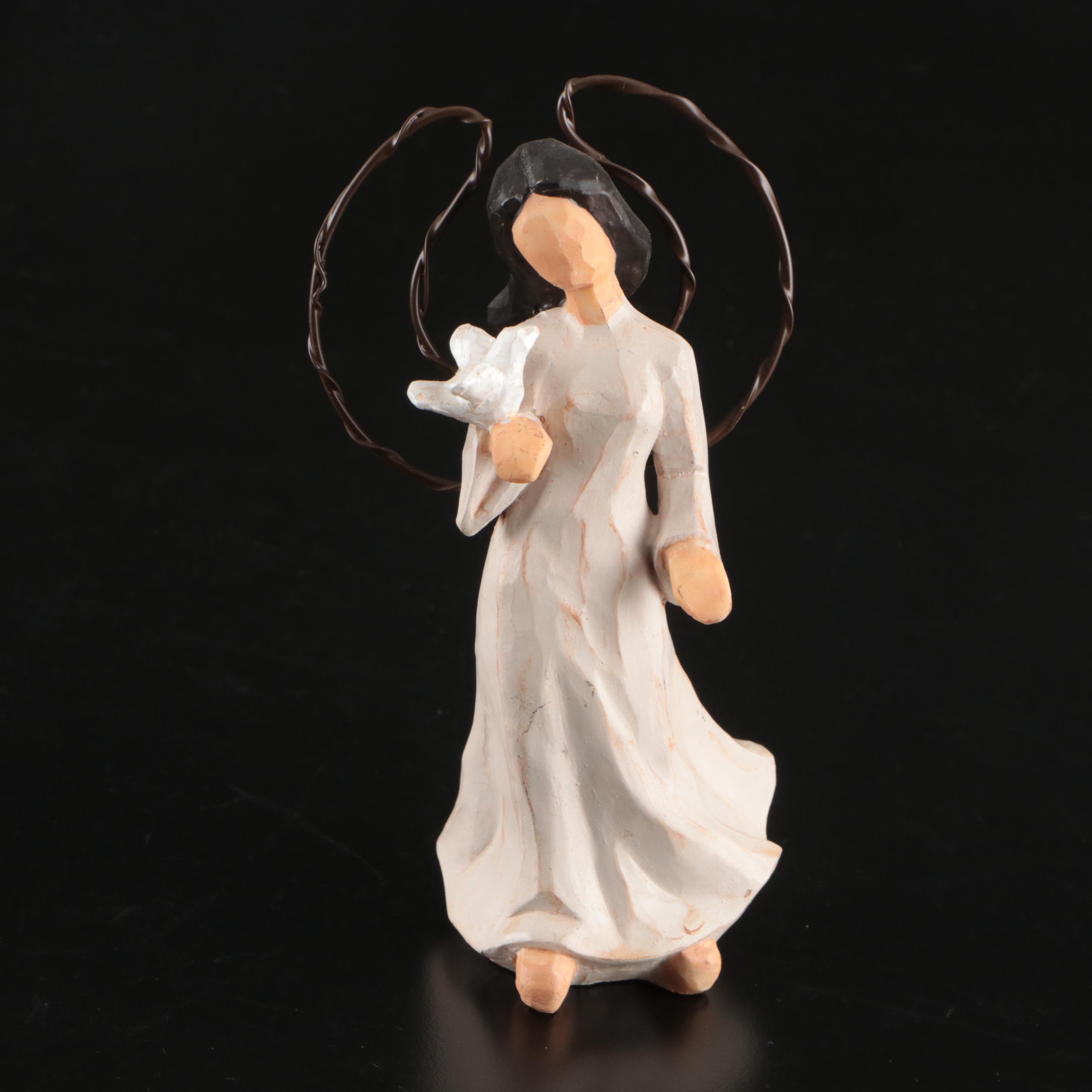 Ceramic and Wooden Angel Figurines
