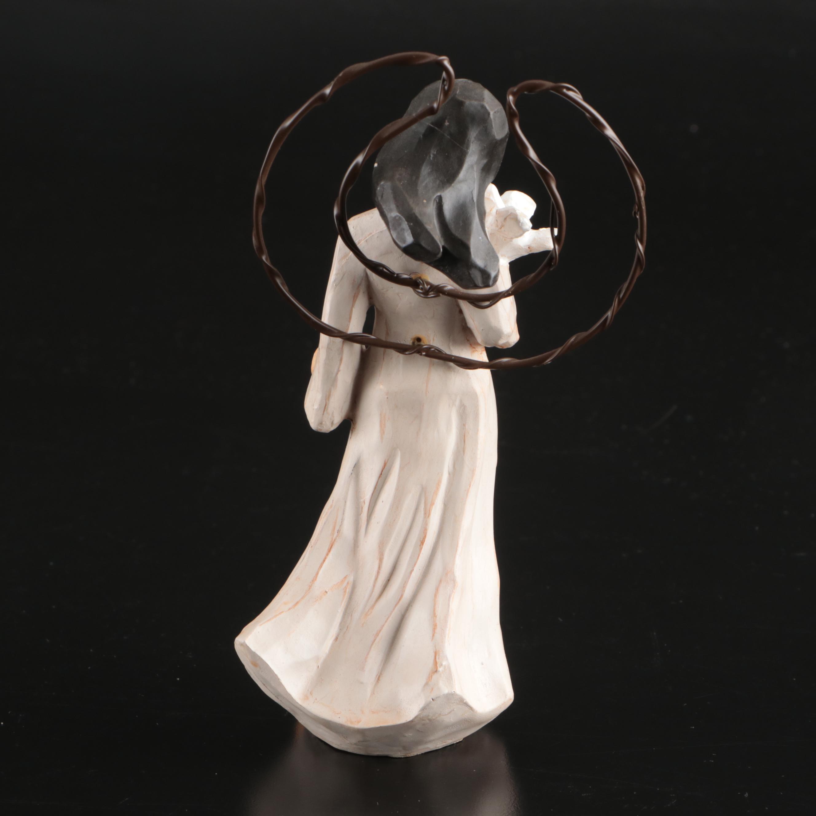 Ceramic and Wooden Angel Figurines