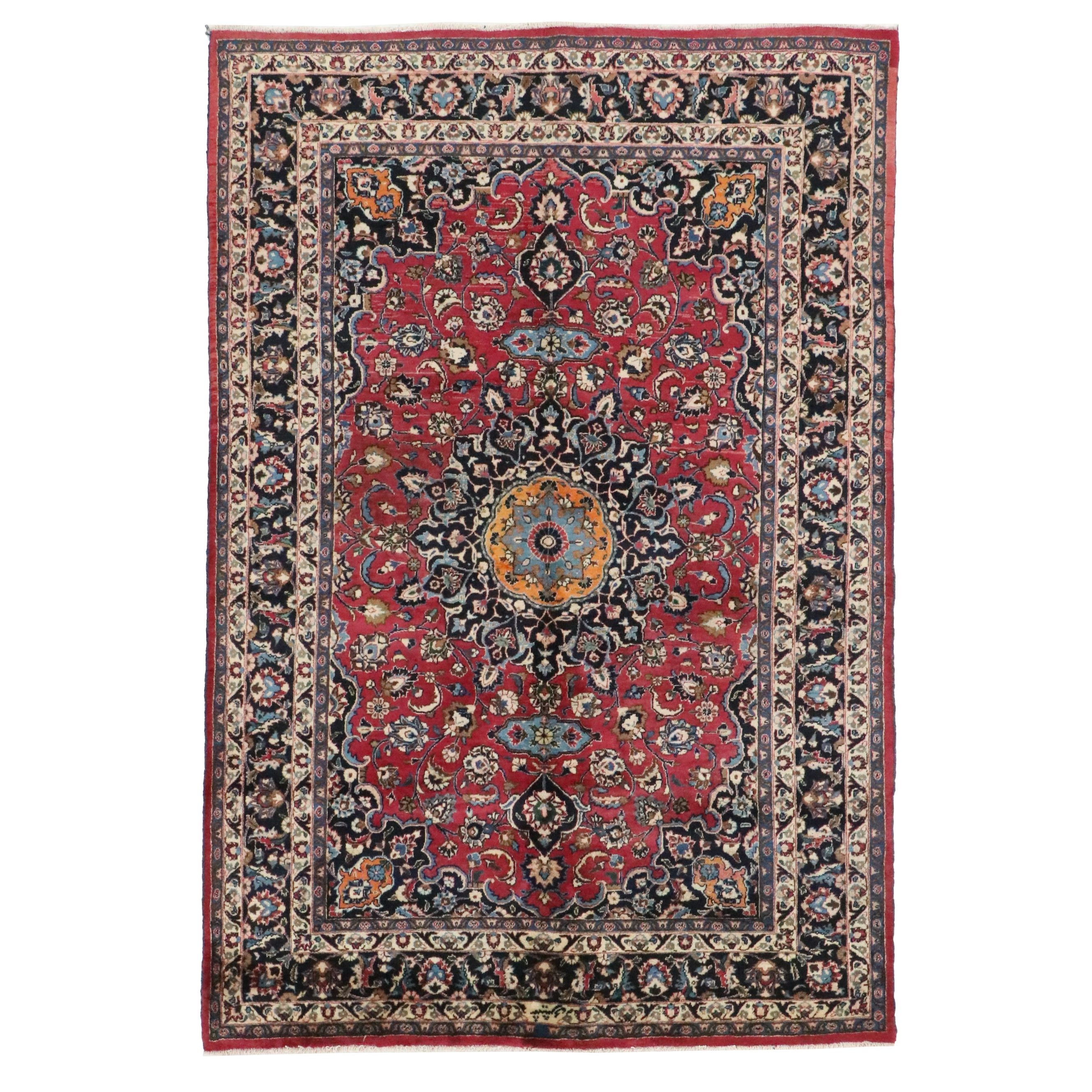 6'2 x 9'6 Hand-Knotted Persian Mashad Area Rug
