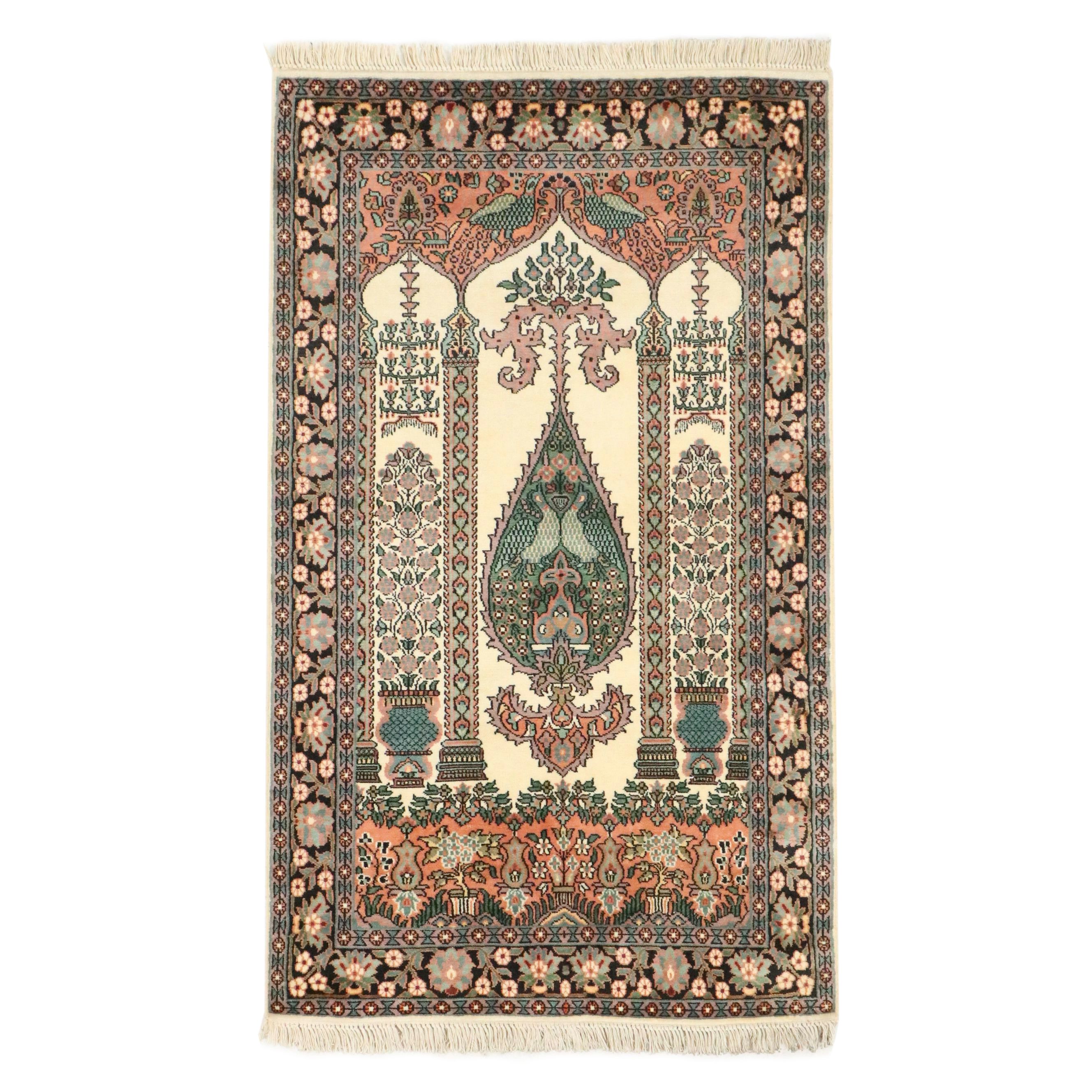 3'1 x 5'5 Hand-Knotted Indo-Persian Mehrab Style Prayer Rug