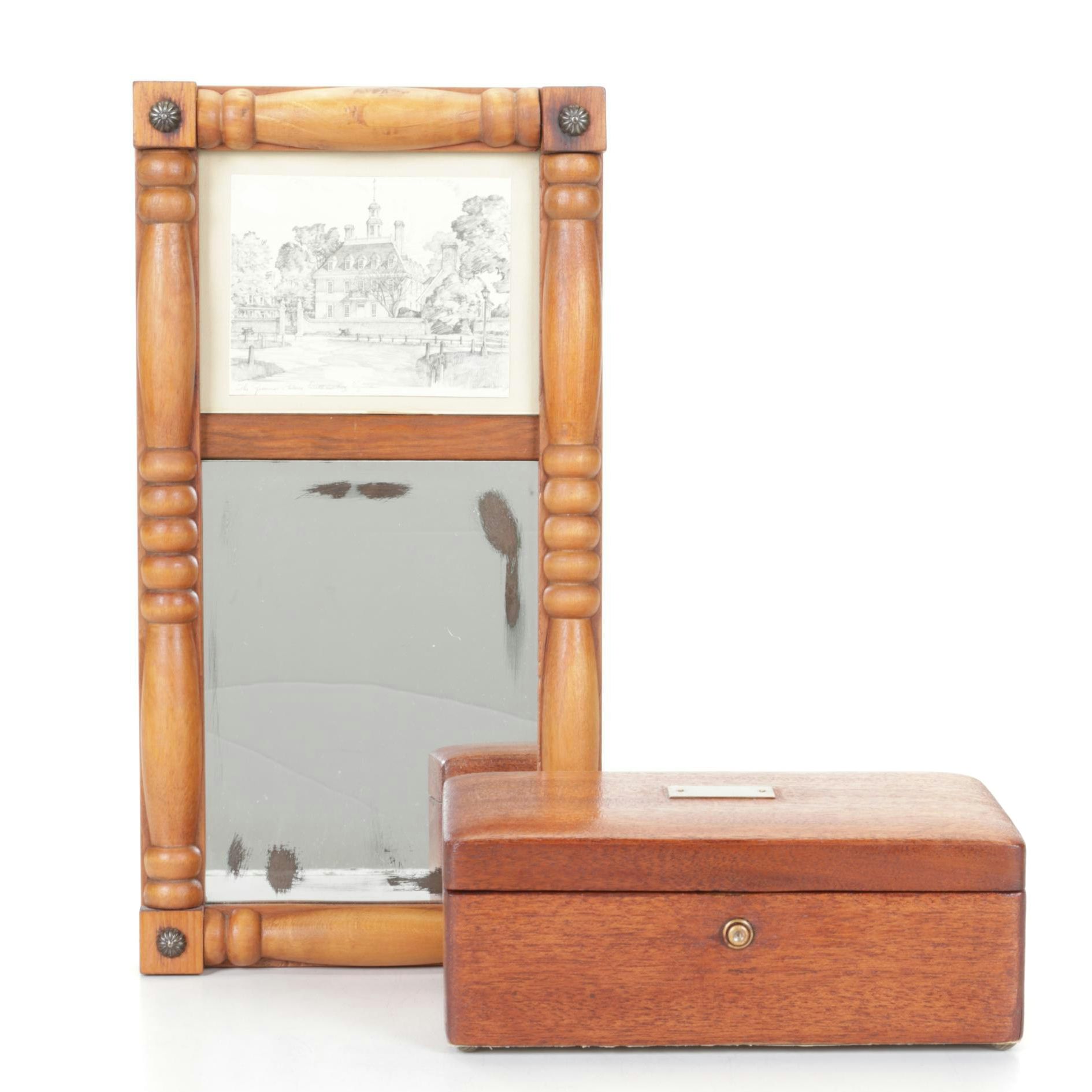 Wall Mirror with Charles H. Overly Illustration & Keepsake Box