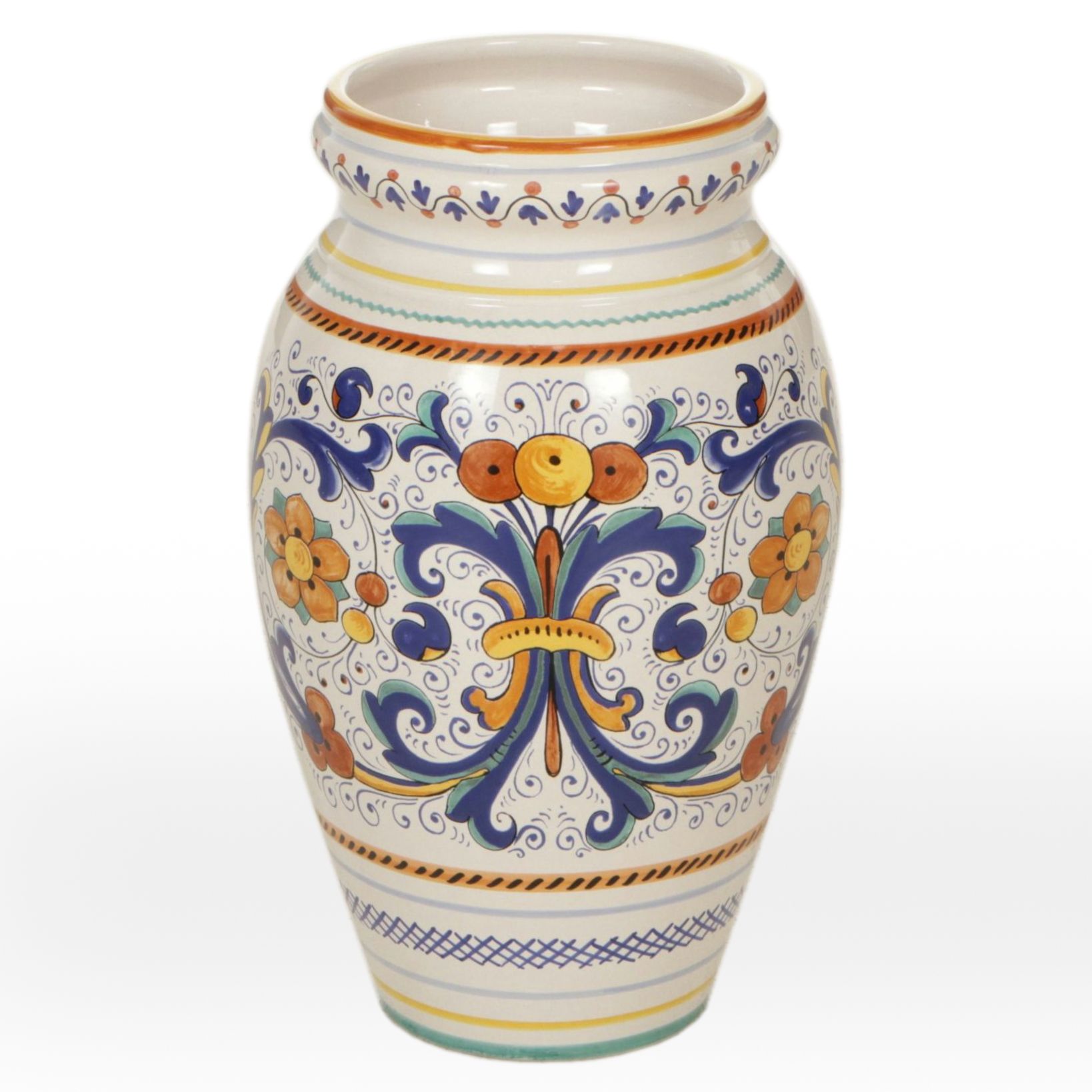 Italian Deruta "Ricco" Faience Umbrella Stand Floor Vase