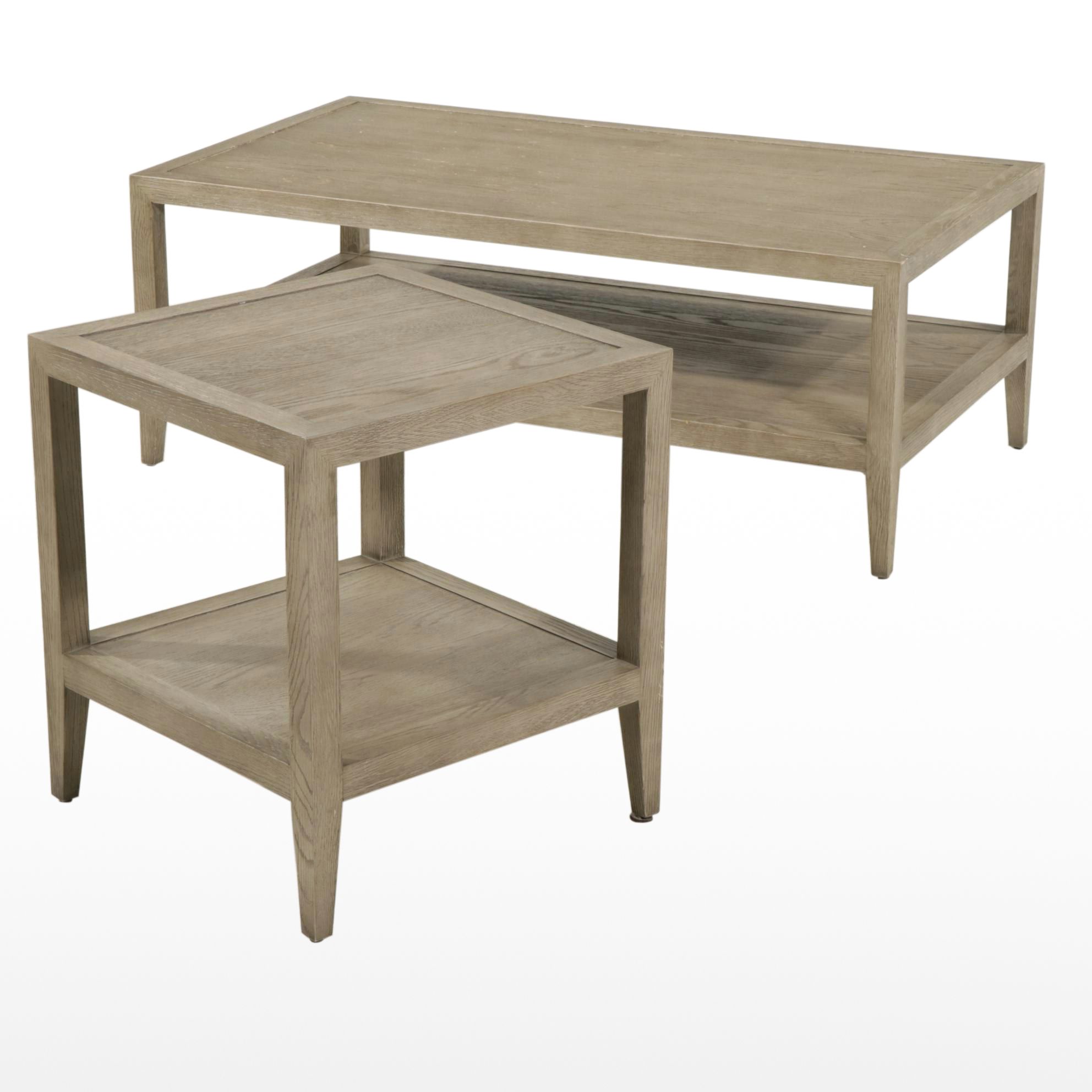 Restoration Hardware Weathered Oak Coffee and Side Tables, 2021