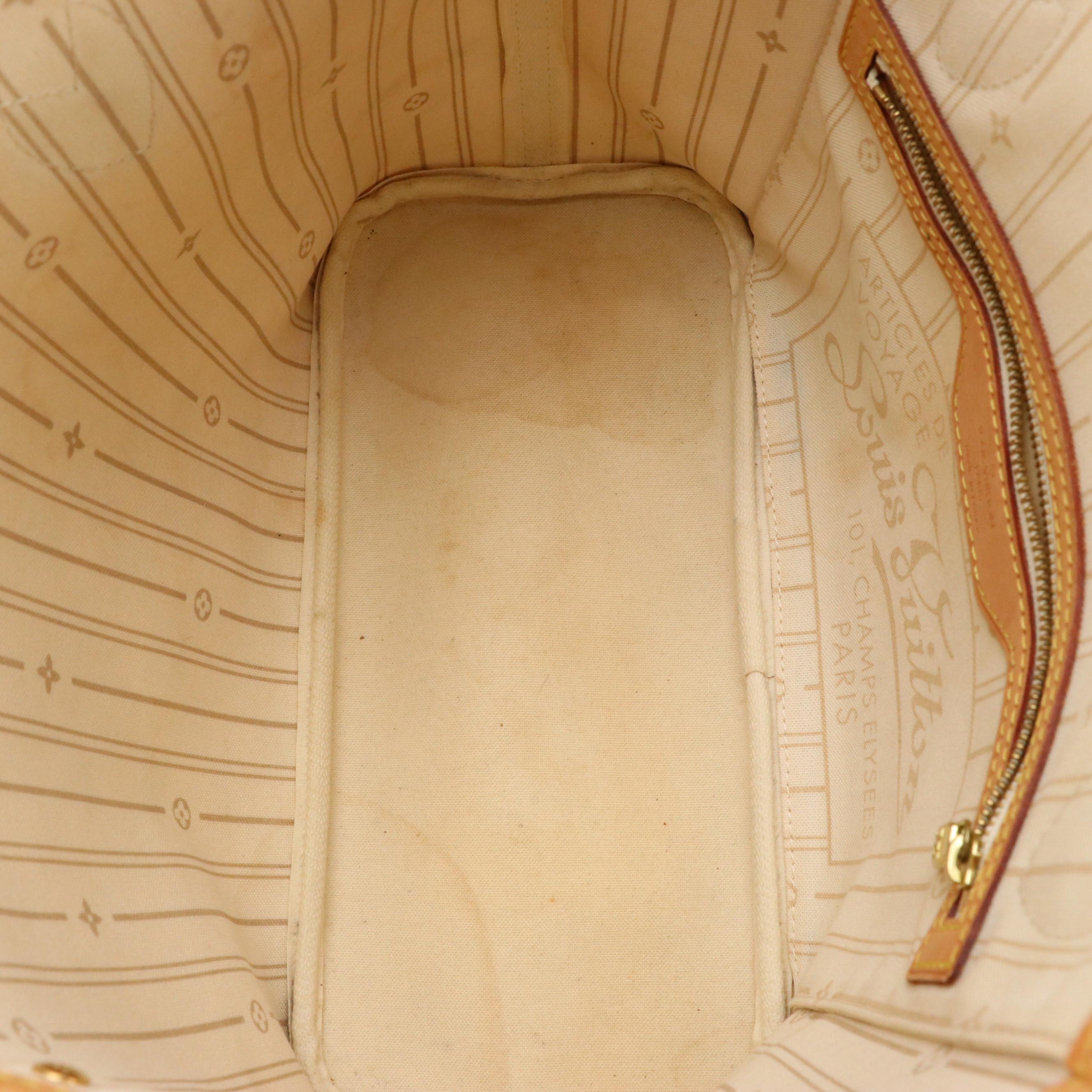 Louis Vuitton Neverfull PM Tote in Damier Azur Coated Canvas & Vachetta Leather