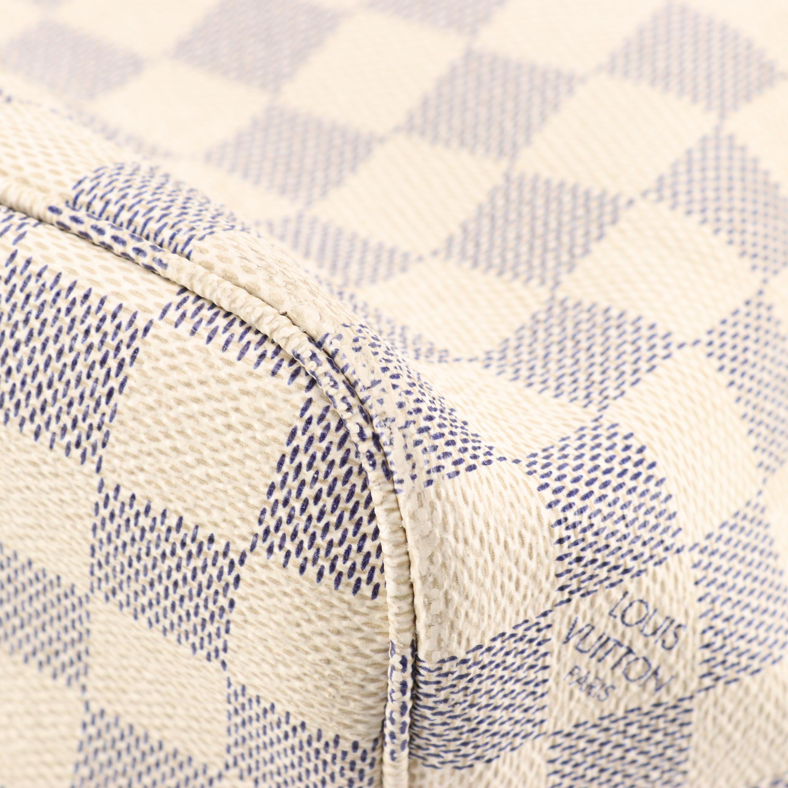 Louis Vuitton Neverfull PM Tote in Damier Azur Coated Canvas & Vachetta Leather