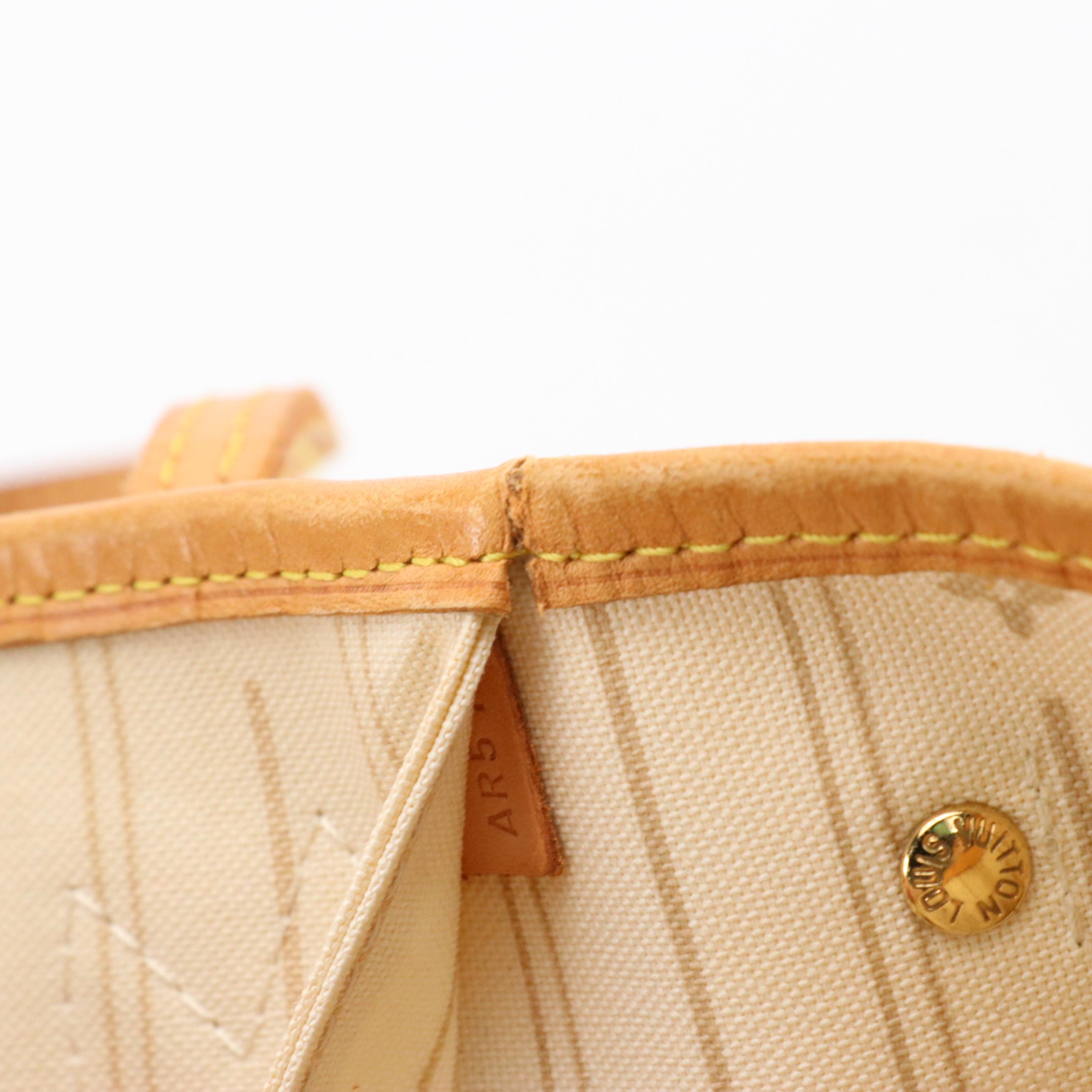 Louis Vuitton Neverfull PM Tote in Damier Azur Coated Canvas & Vachetta Leather