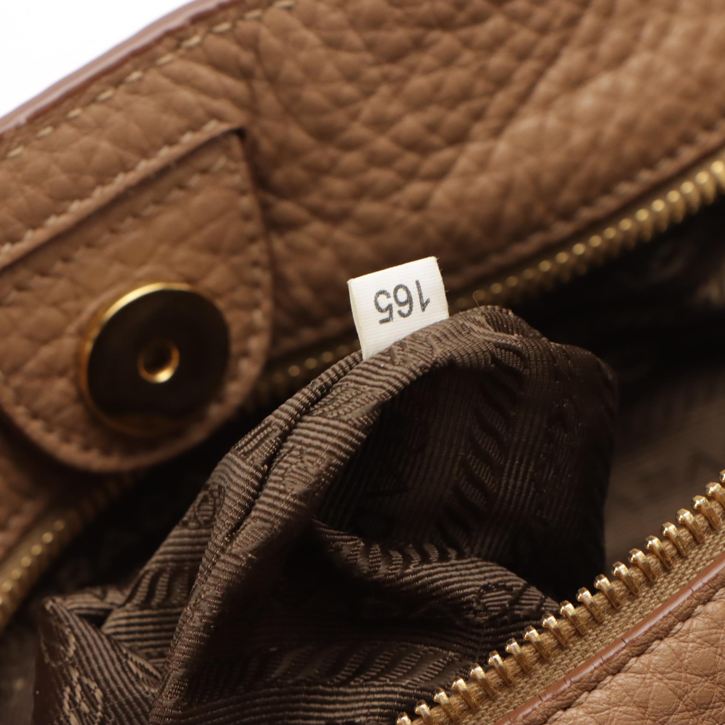 Prada Side Pocket Shoulder Tote in Sesame Brown Vitello Daino Leather