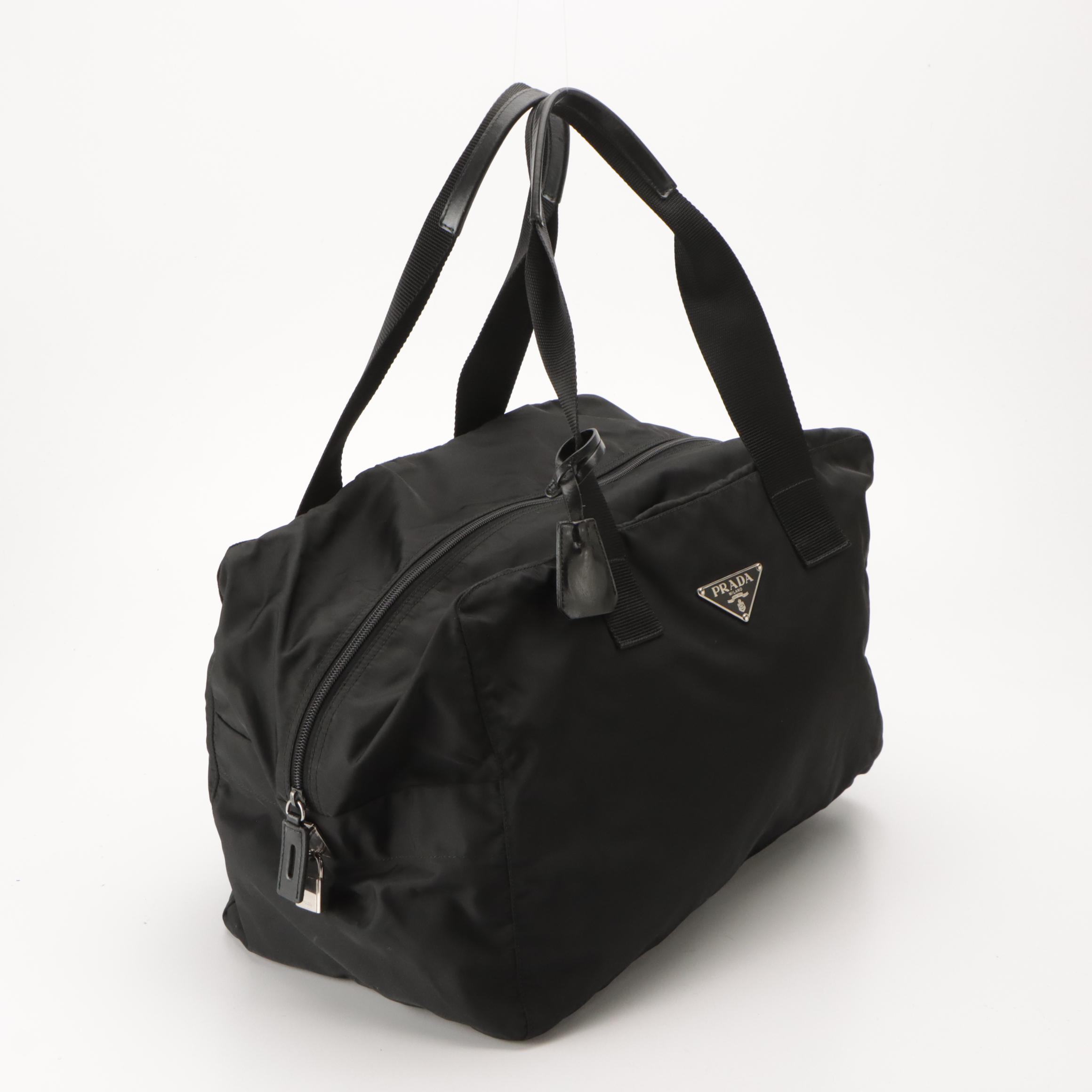 Prada Travel Duffle Bag in Black Tessuto Nylon