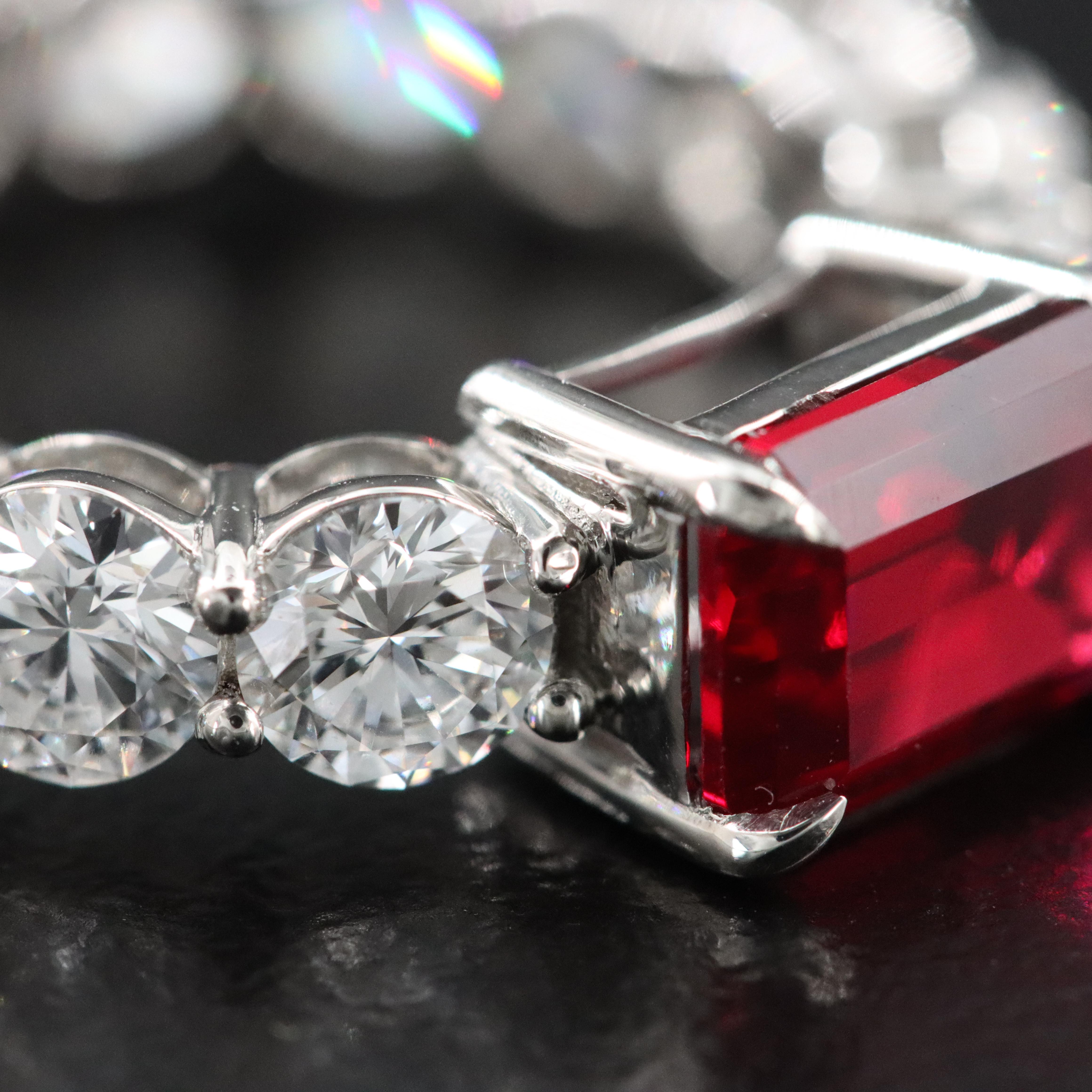 Platinum 2.03 Ruby and 4.29 CTW Lab Grown Diamond Eternity Ring