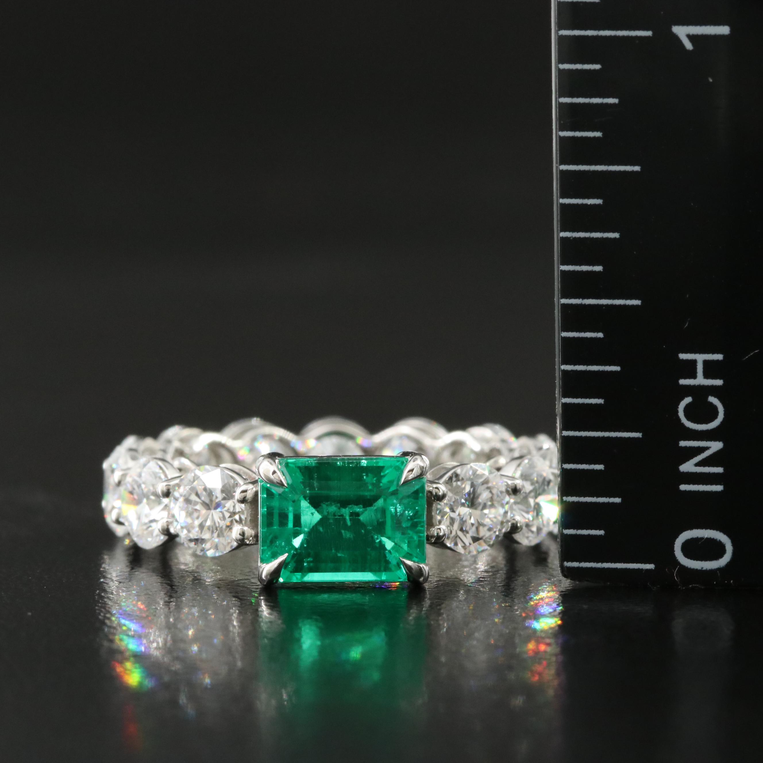 Platinum 1.31 CT Emerald and 4.23 CTW Lab Grown Diamond Eternity Band