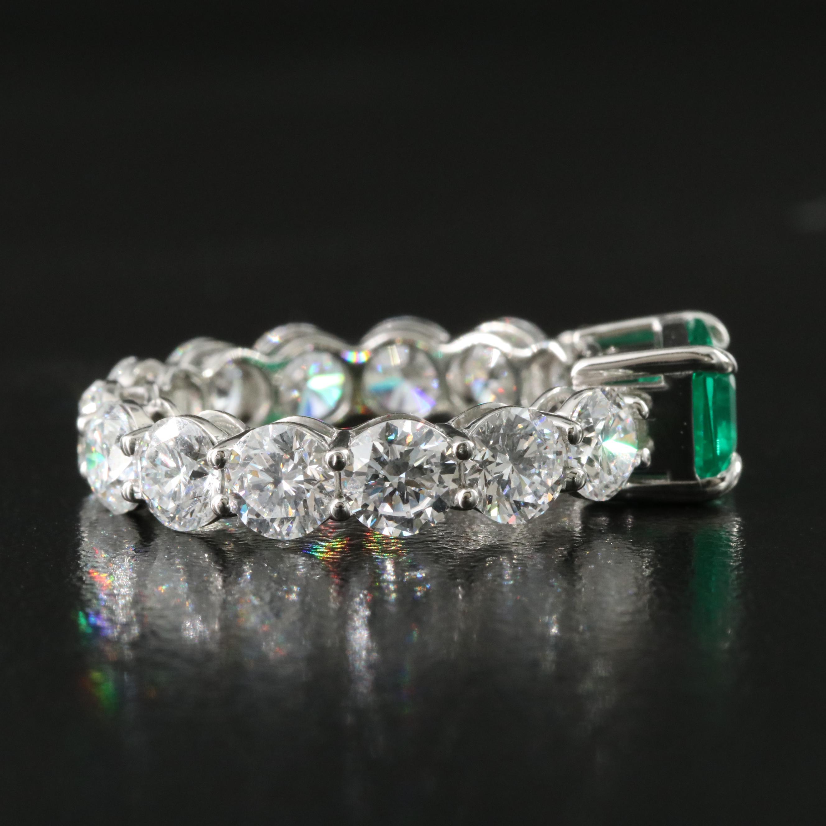 Platinum 1.31 CT Emerald and 4.23 CTW Lab Grown Diamond Eternity Band