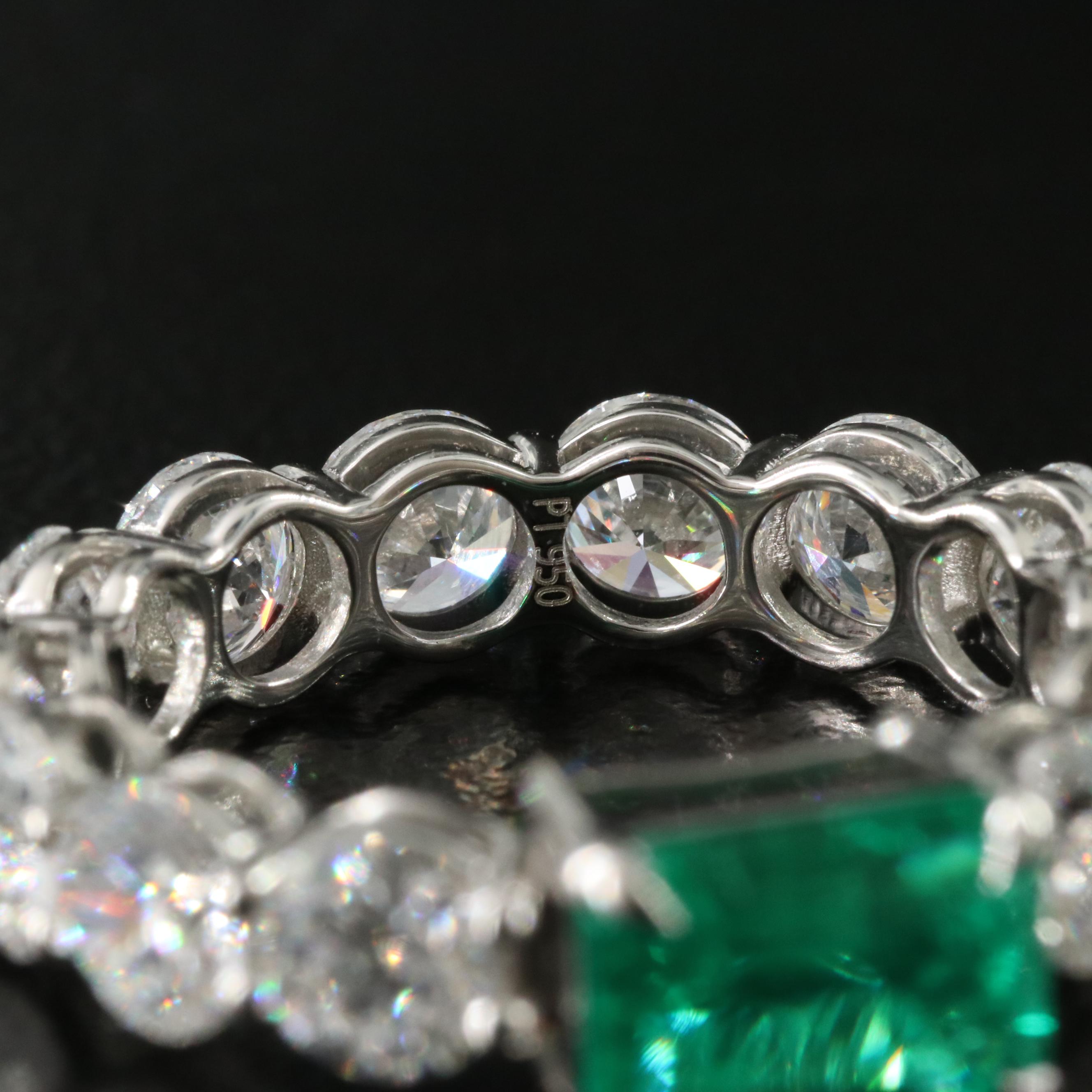 Platinum 1.31 CT Emerald and 4.23 CTW Lab Grown Diamond Eternity Band