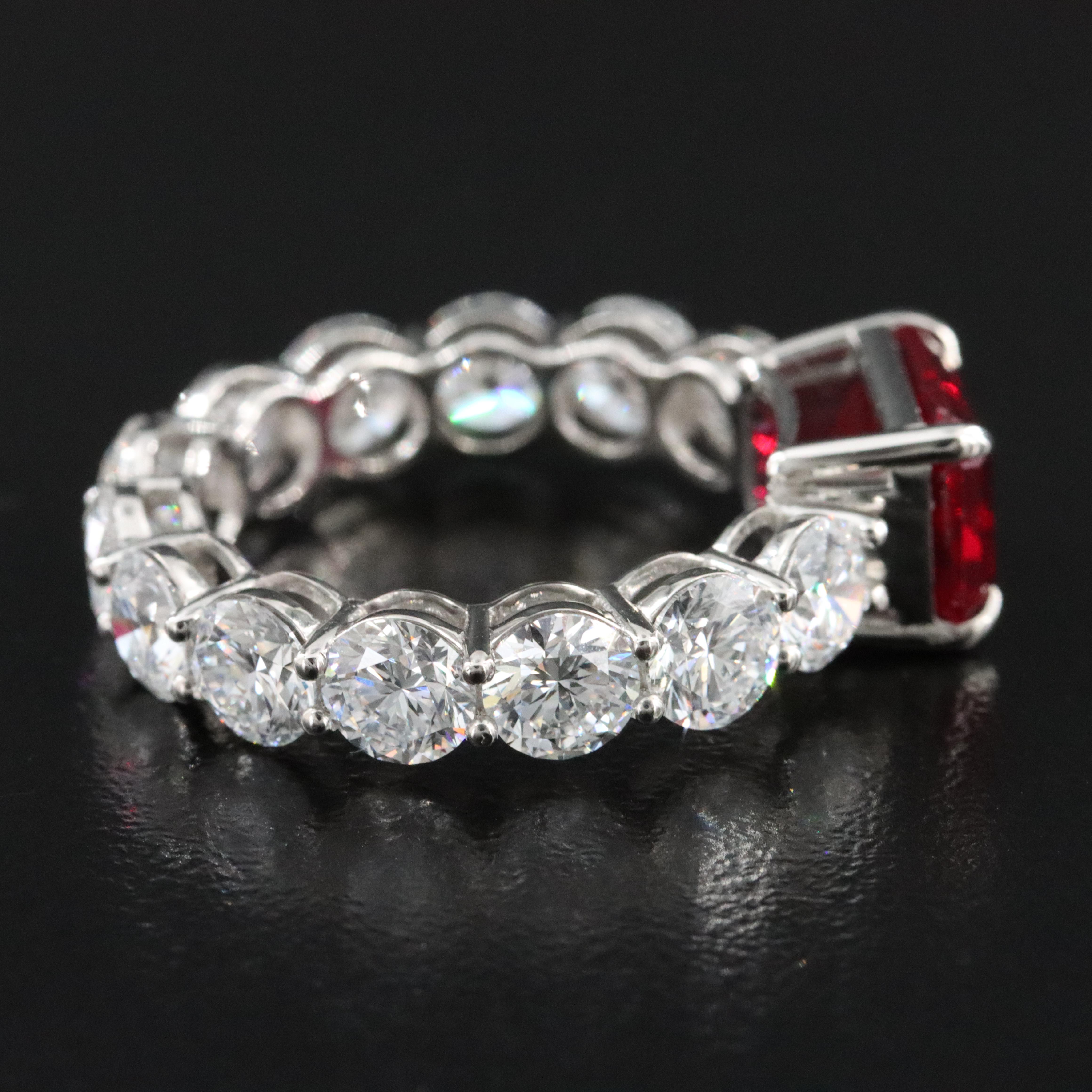 Platinum 3.00 CT Ruby and 4.55 CTW Lab Grown Diamond Eternity Ring