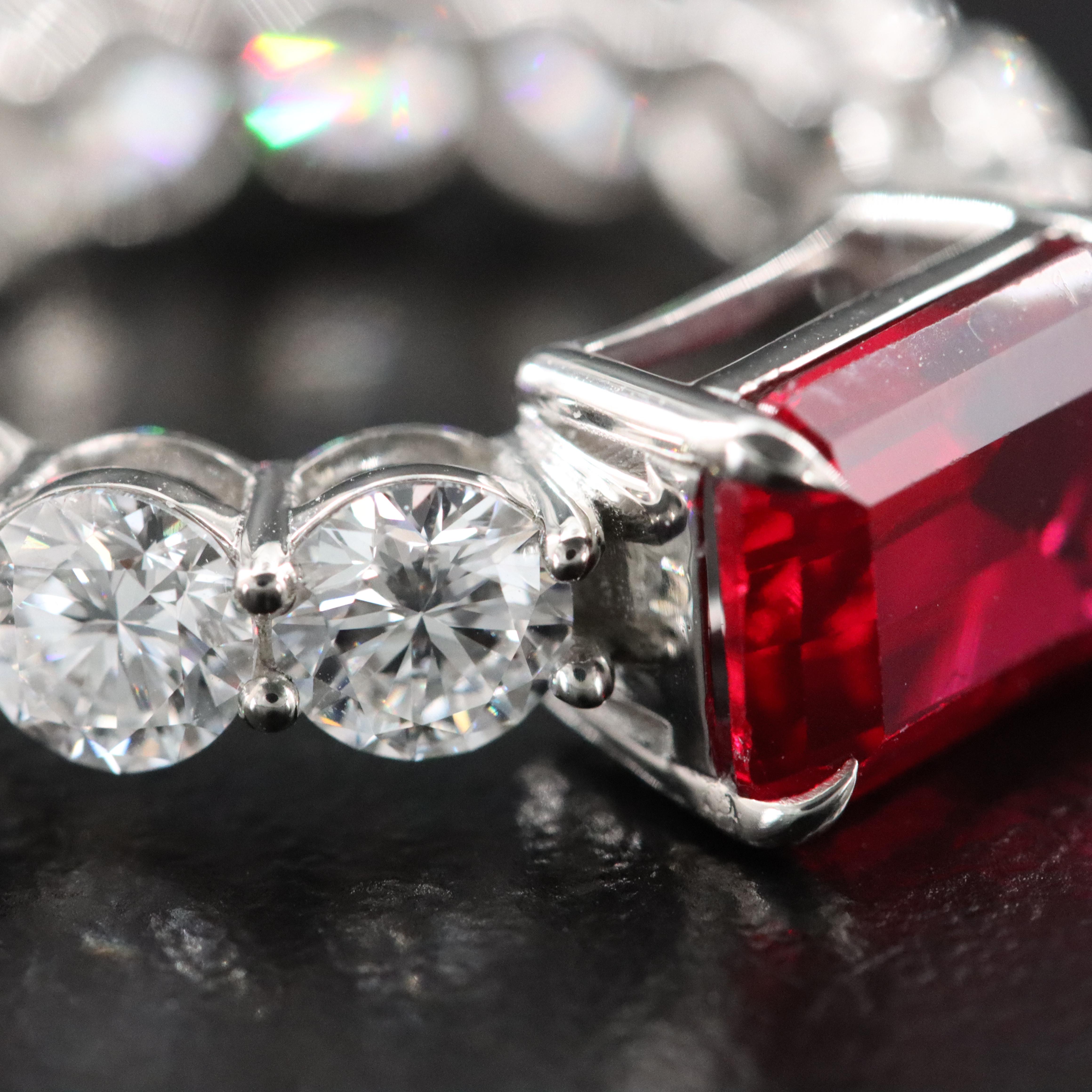 Platinum 3.00 CT Ruby and 4.55 CTW Lab Grown Diamond Eternity Ring