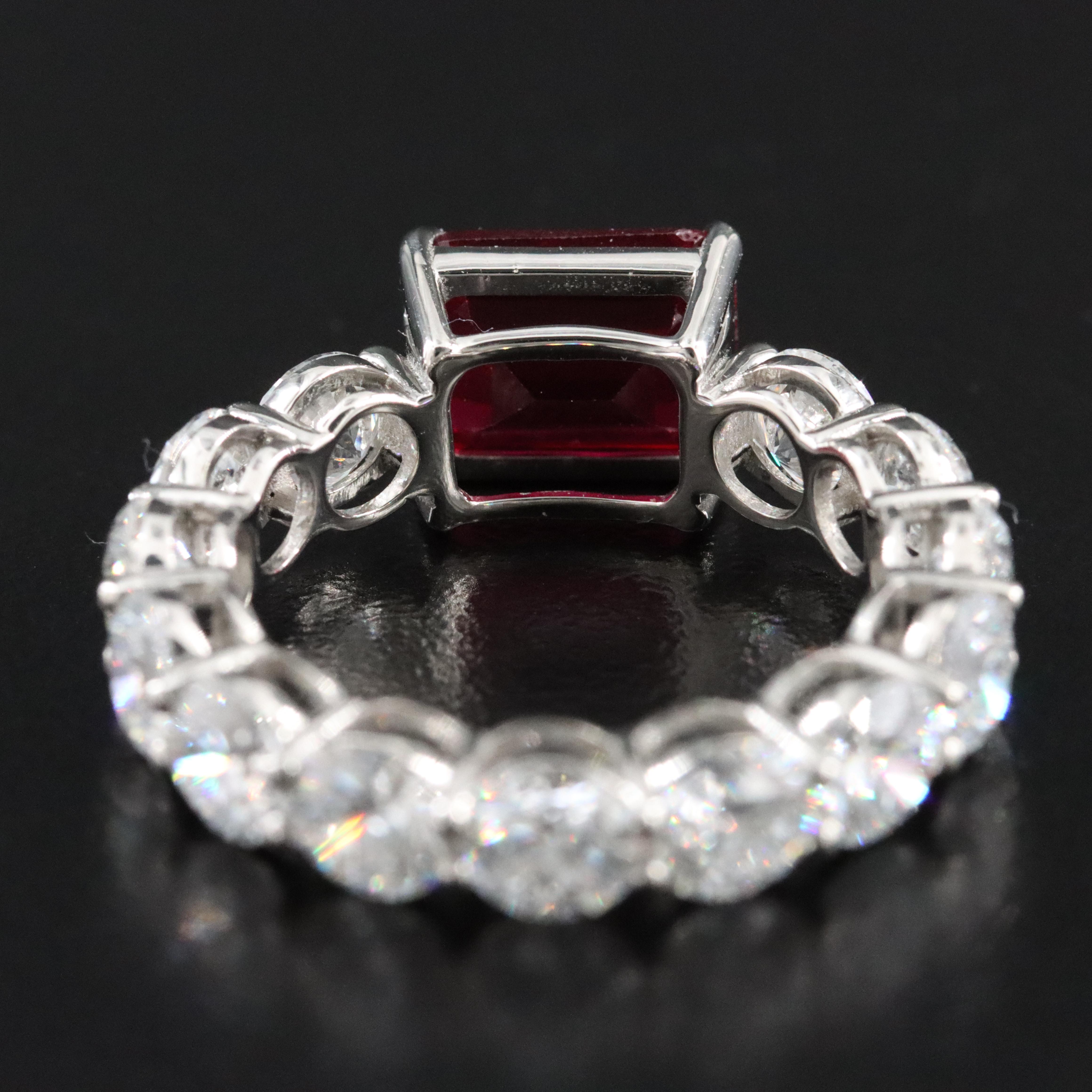 Platinum 3.00 CT Ruby and 4.55 CTW Lab Grown Diamond Eternity Ring
