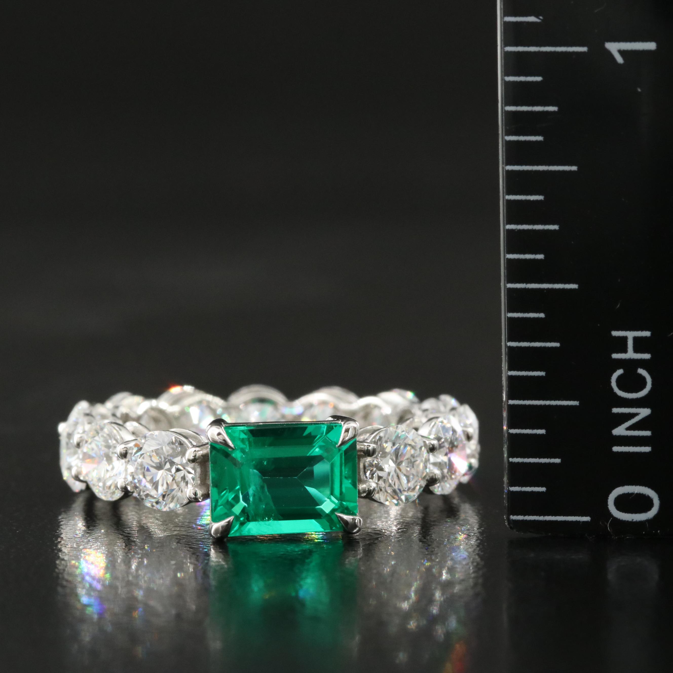 Platinum 1.45 CT Emerald and 4.23 CTW Lab Grown Diamond Eternity Ring