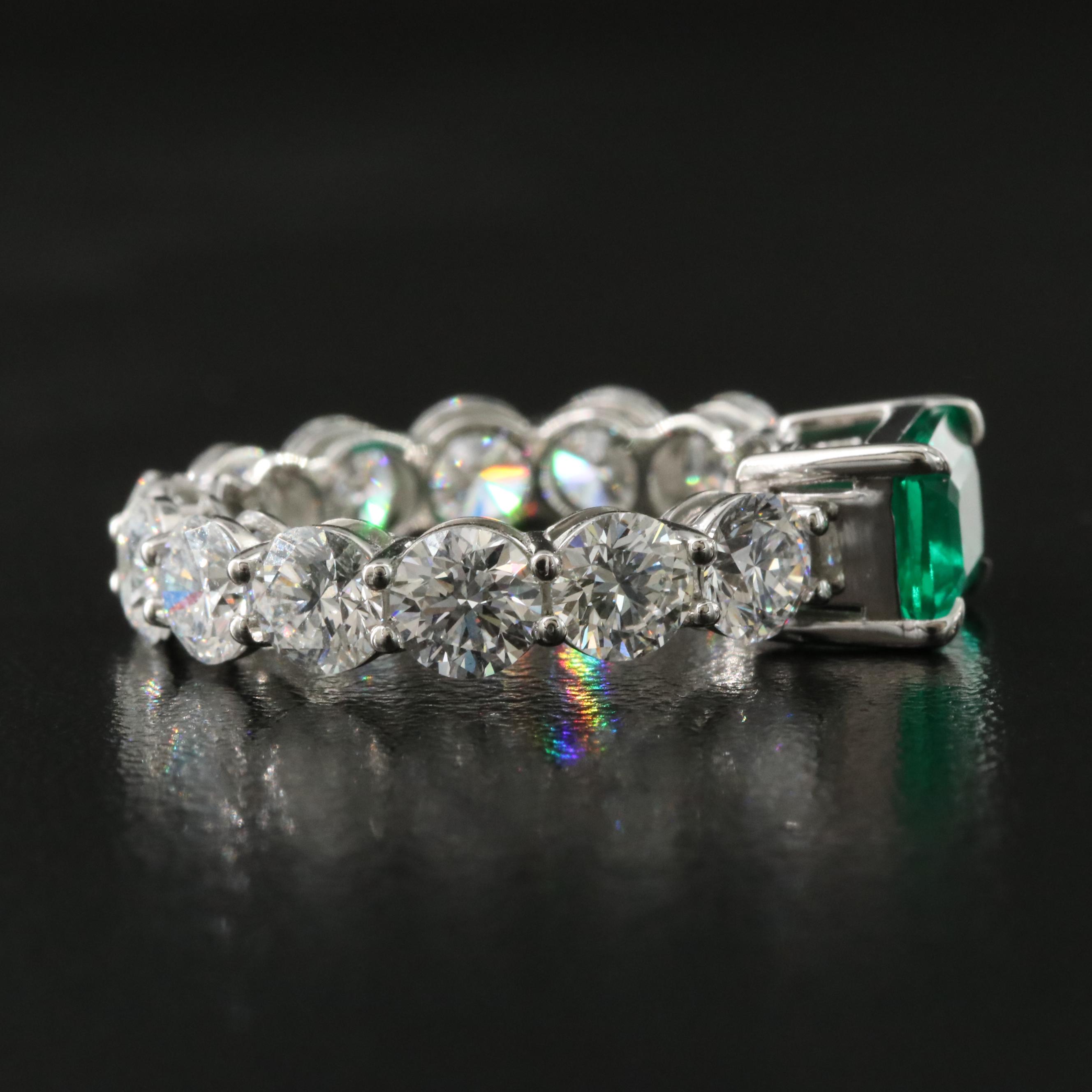 Platinum 1.45 CT Emerald and 4.23 CTW Lab Grown Diamond Eternity Ring