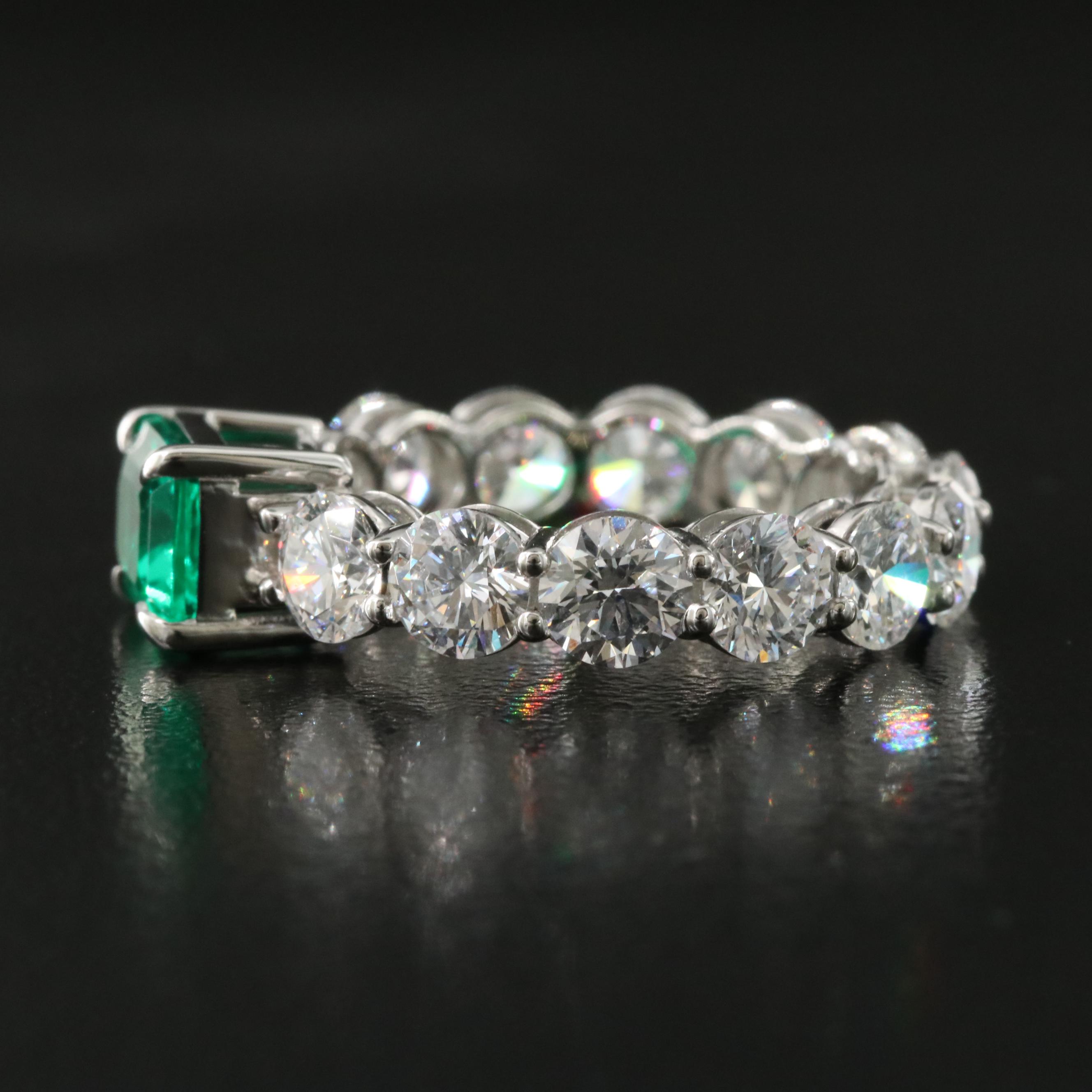 Platinum 1.45 CT Emerald and 4.23 CTW Lab Grown Diamond Eternity Ring
