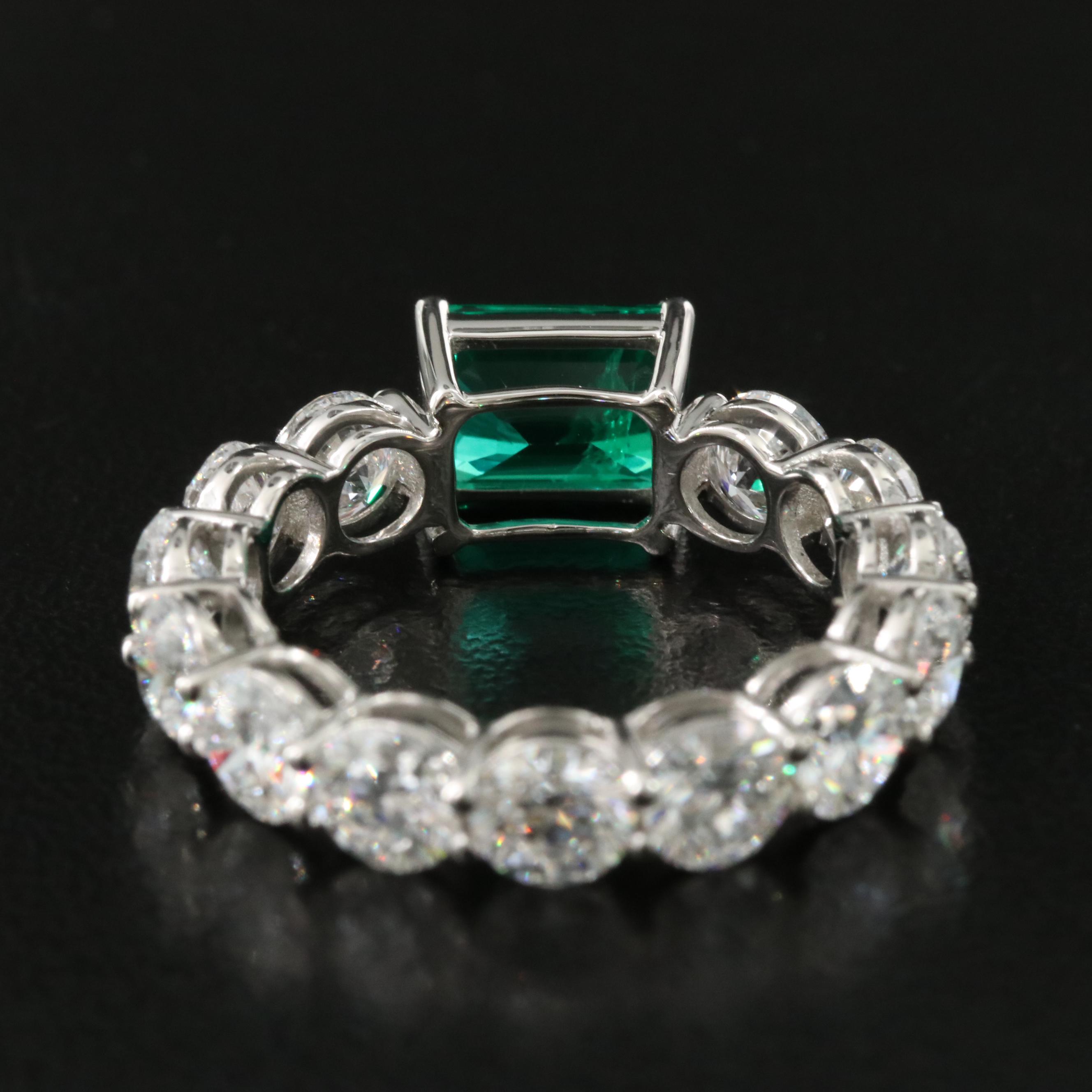 Platinum 1.45 CT Emerald and 4.23 CTW Lab Grown Diamond Eternity Ring