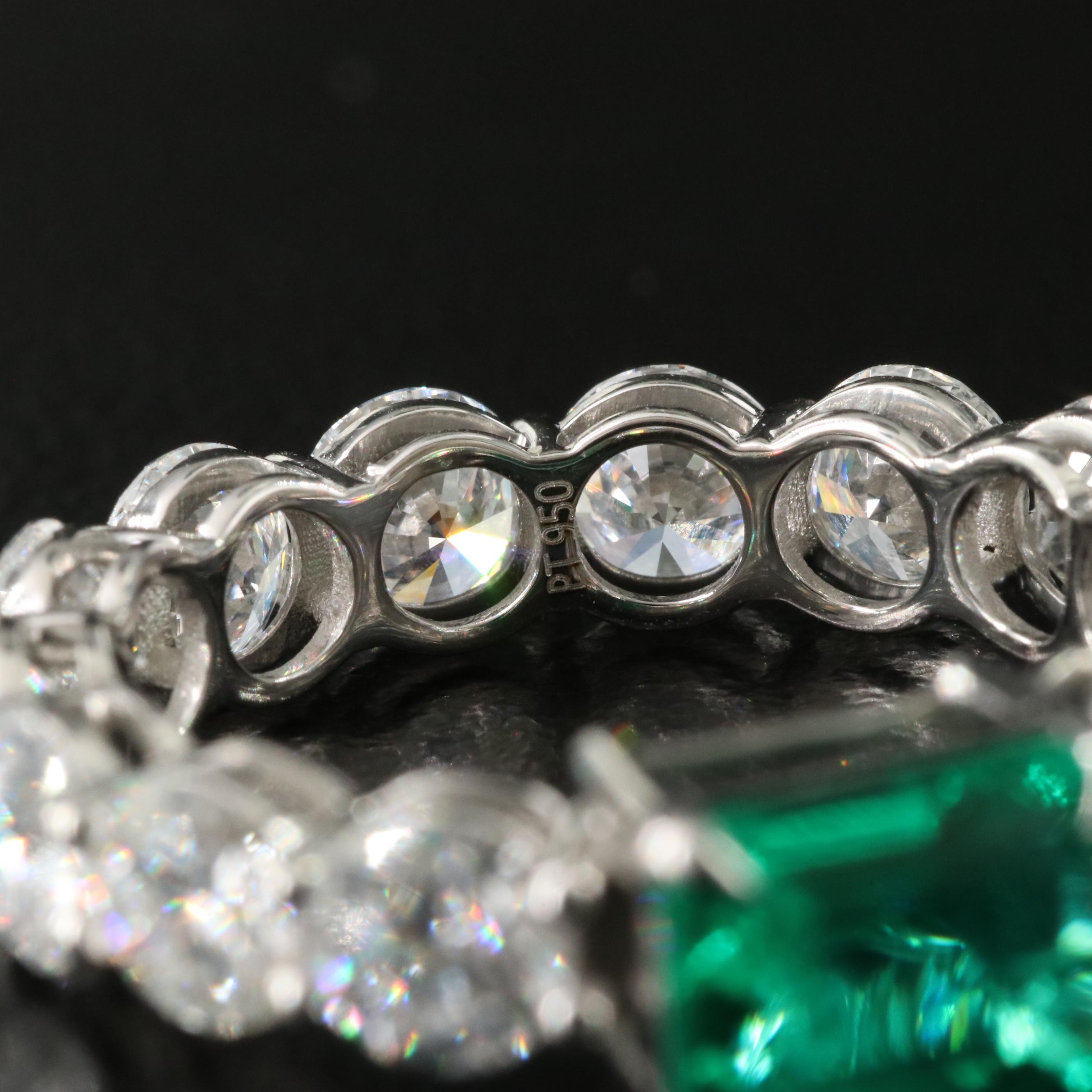 Platinum 1.45 CT Emerald and 4.23 CTW Lab Grown Diamond Eternity Ring