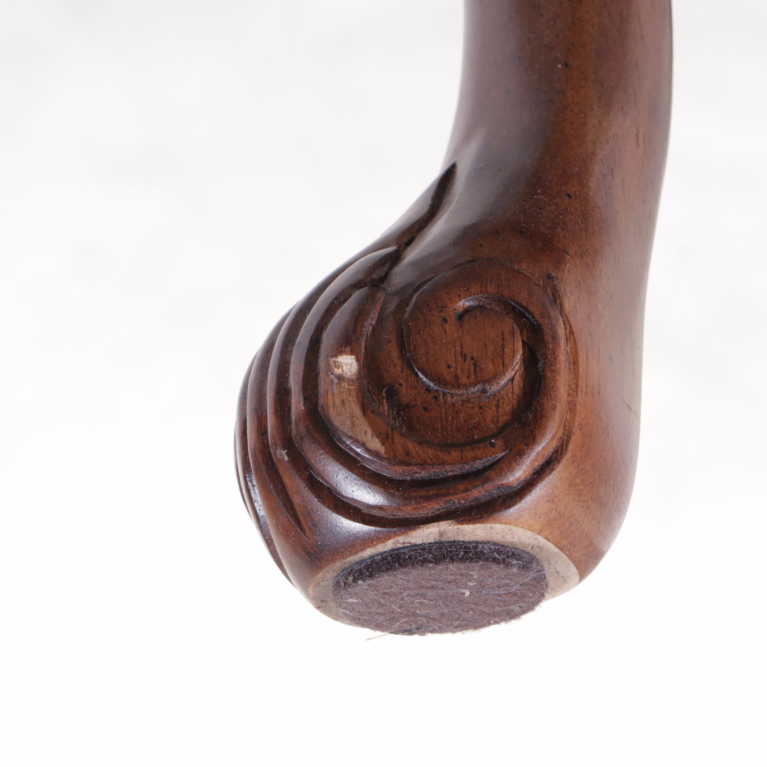 Pair of Queen Anne Style Ottomans with Mahogany Sofa Table