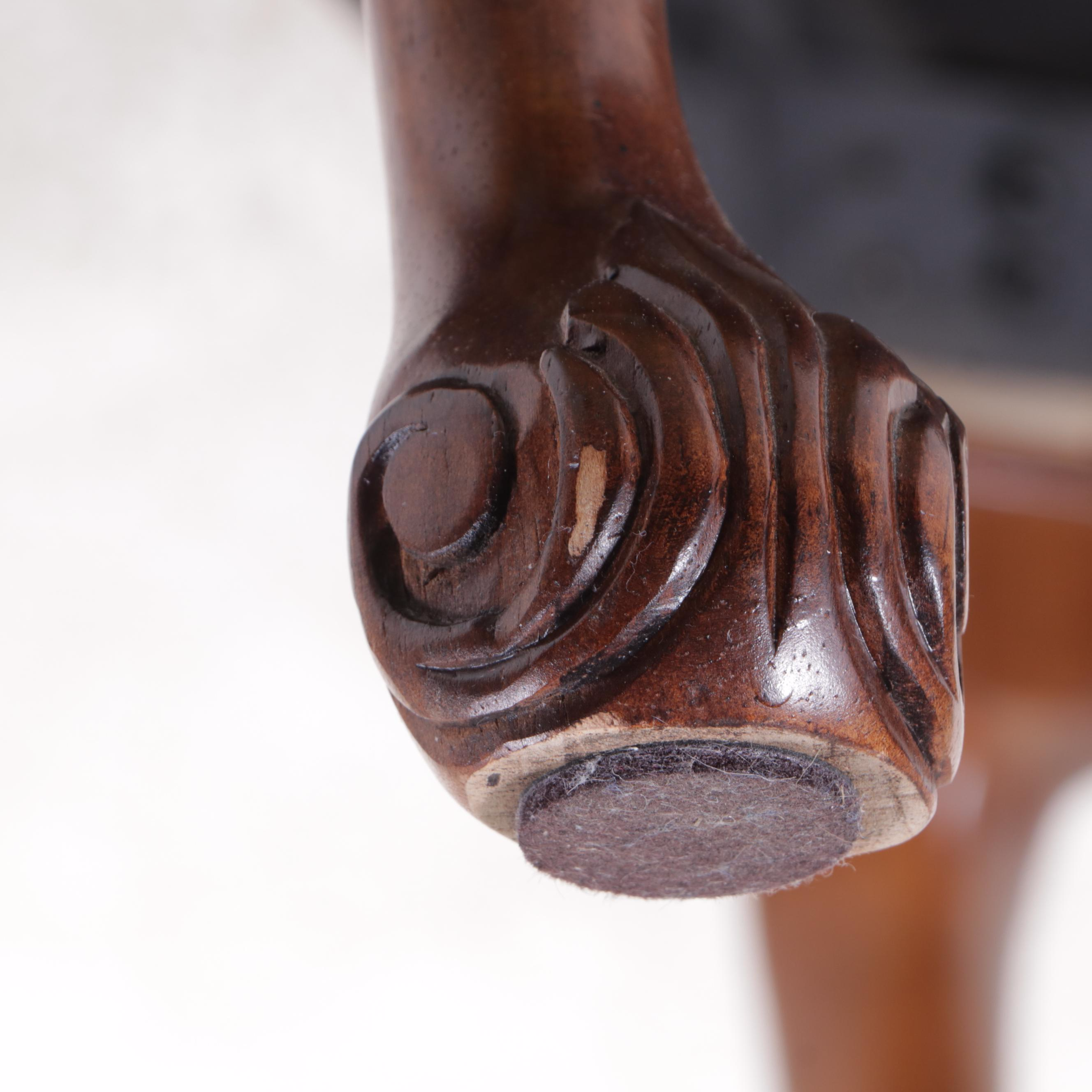 Pair of Queen Anne Style Ottomans with Mahogany Sofa Table