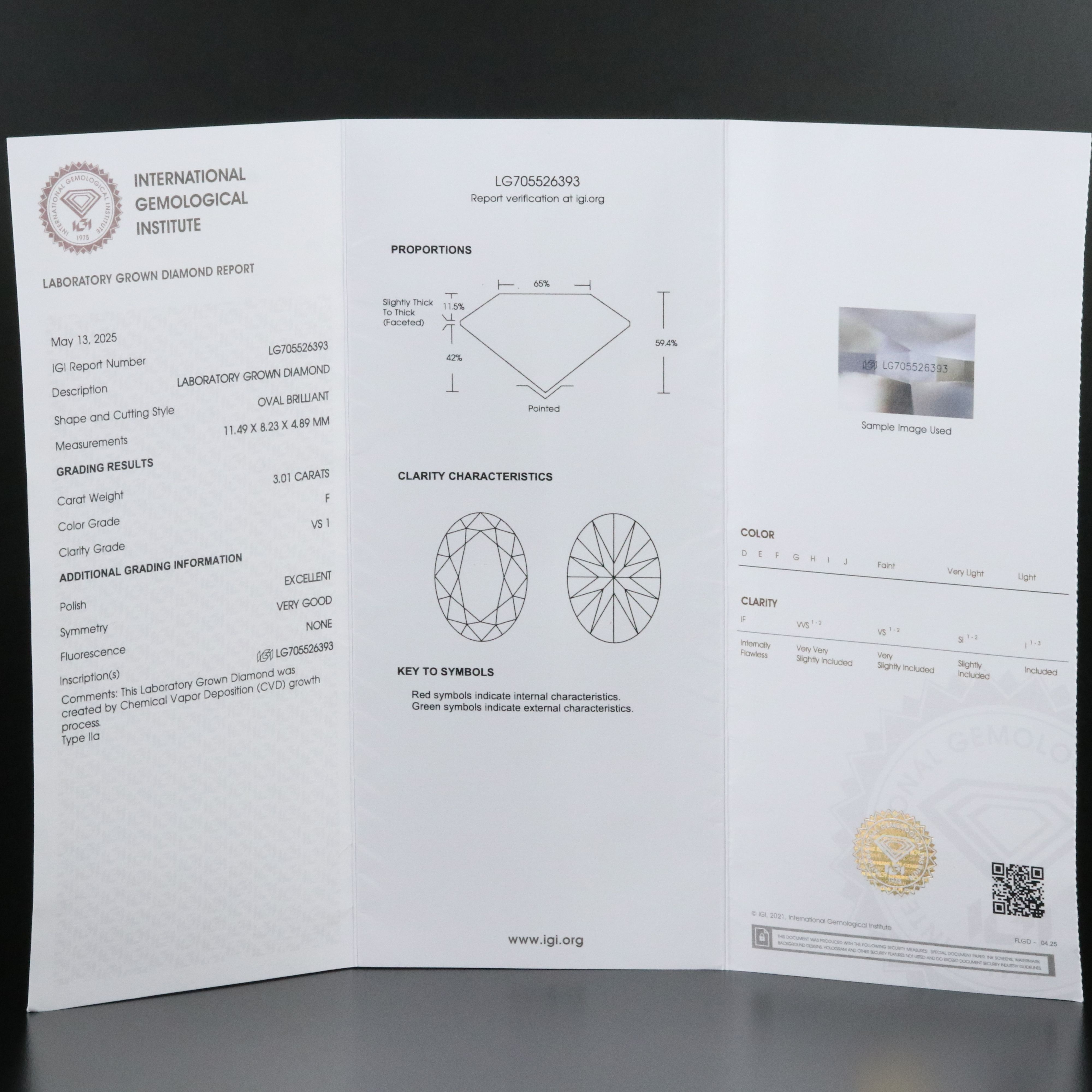 Platinum 3.01 CT Lab Grown Diamond Necklace with IGI Report