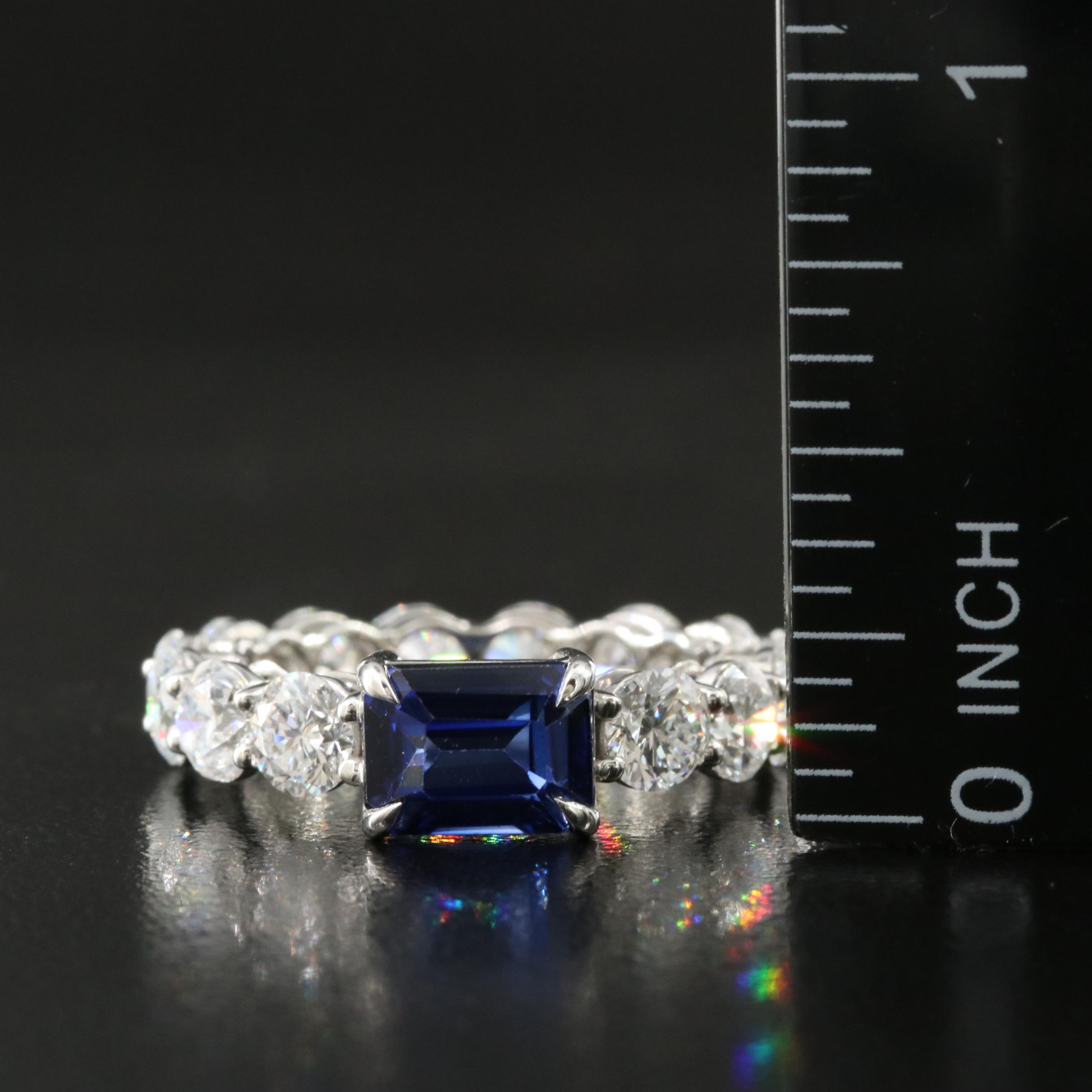 Platinum 2.13 CTW Sapphire and 4.29 CTW Lab Grown Diamond Eternity Ring