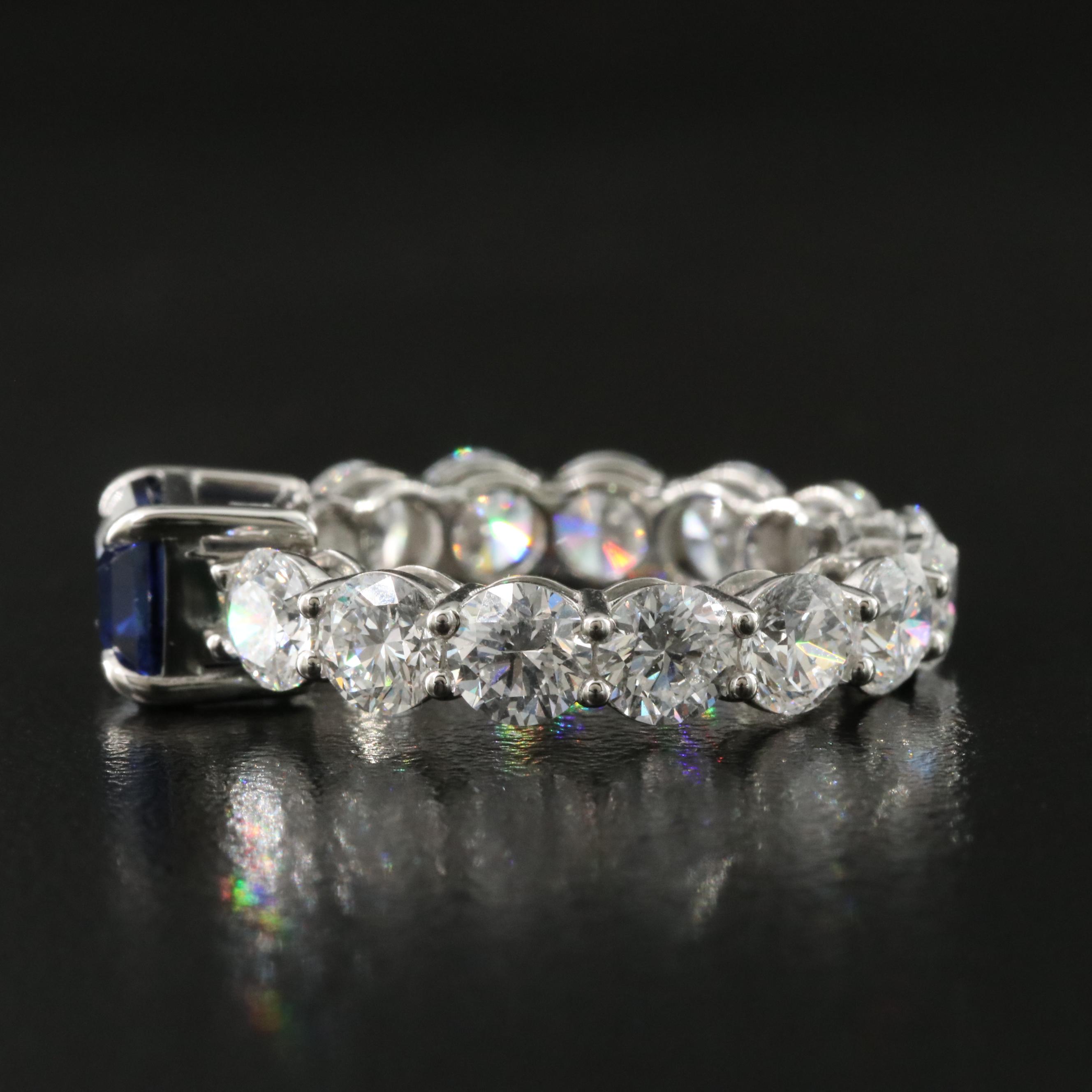 Platinum 2.13 CTW Sapphire and 4.29 CTW Lab Grown Diamond Eternity Ring