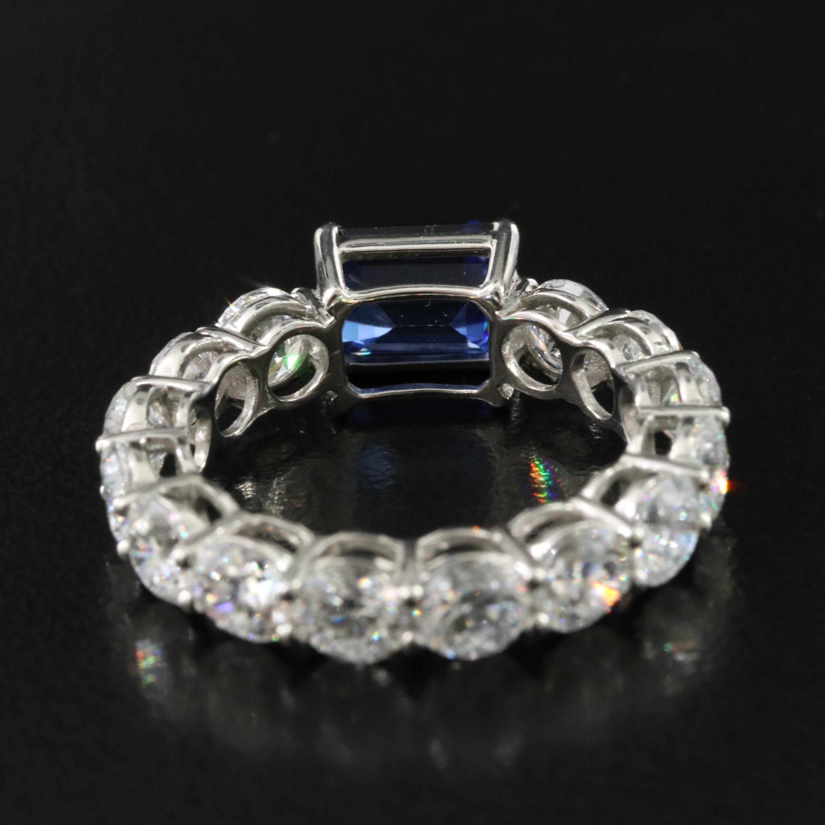 Platinum 2.13 CTW Sapphire and 4.29 CTW Lab Grown Diamond Eternity Ring