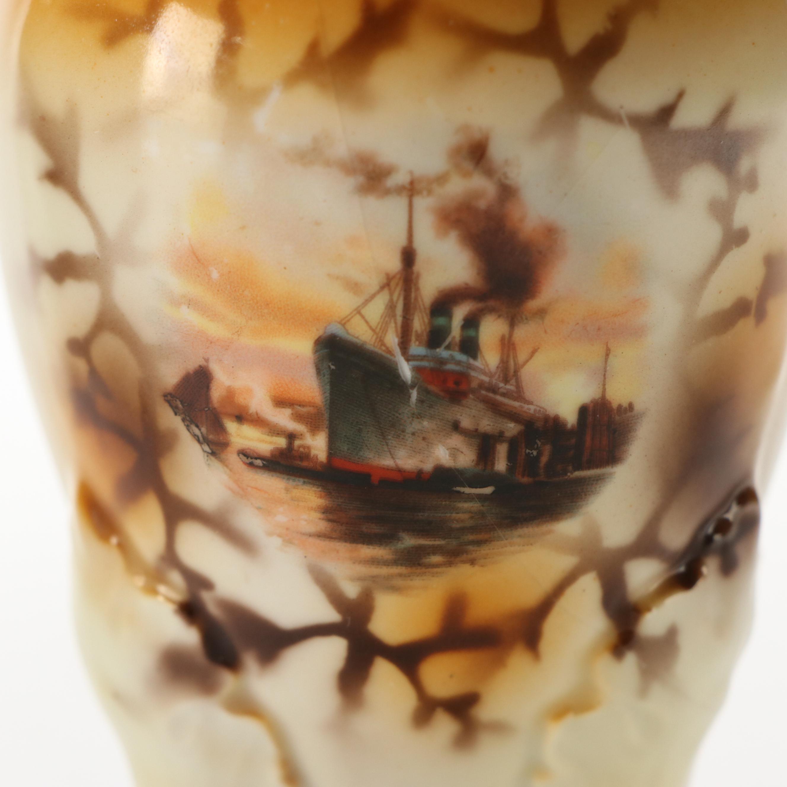 Edwardian Style Ceramic Hatpin Holder with Assortment of Pins, 20th Century