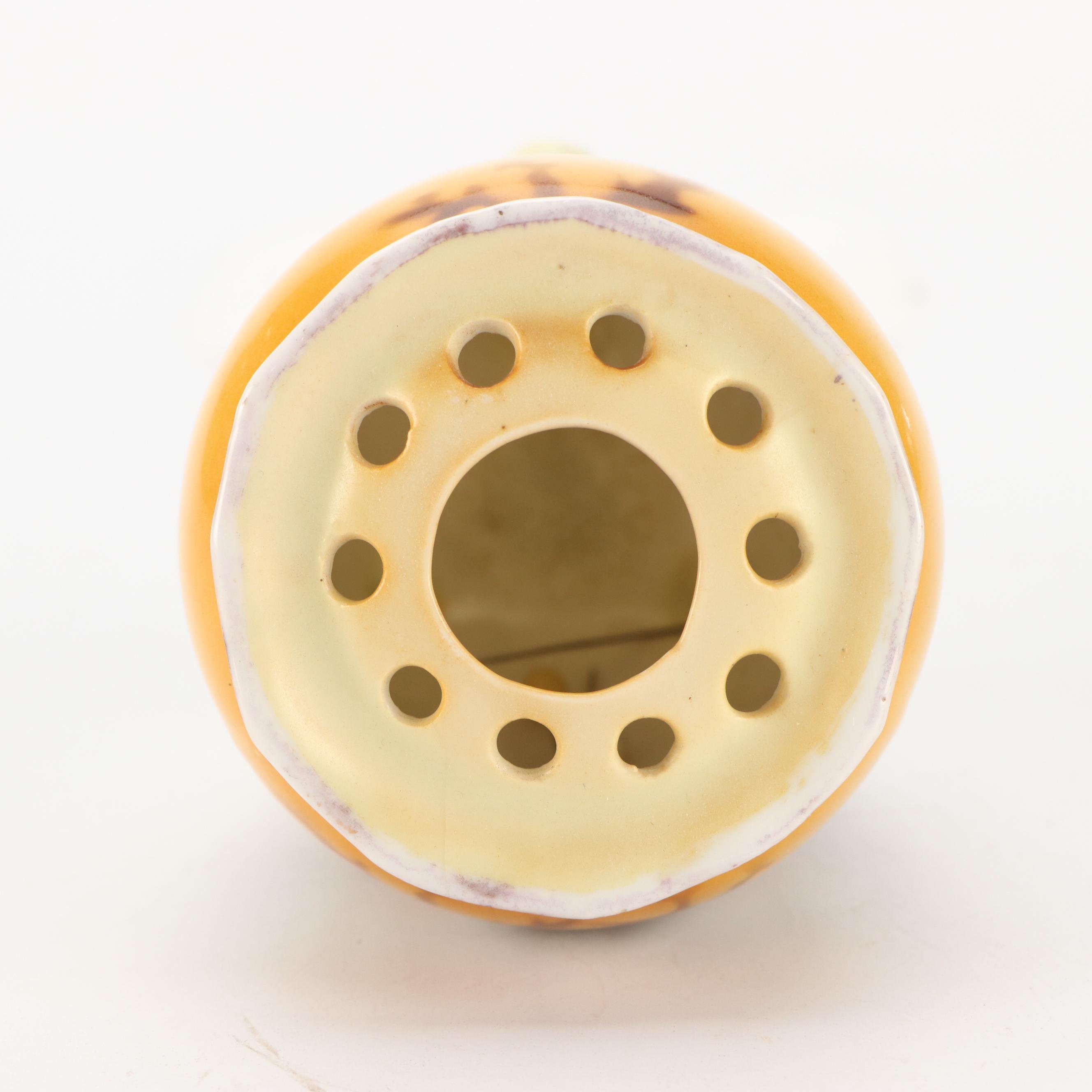 Edwardian Style Ceramic Hatpin Holder with Assortment of Pins, 20th Century