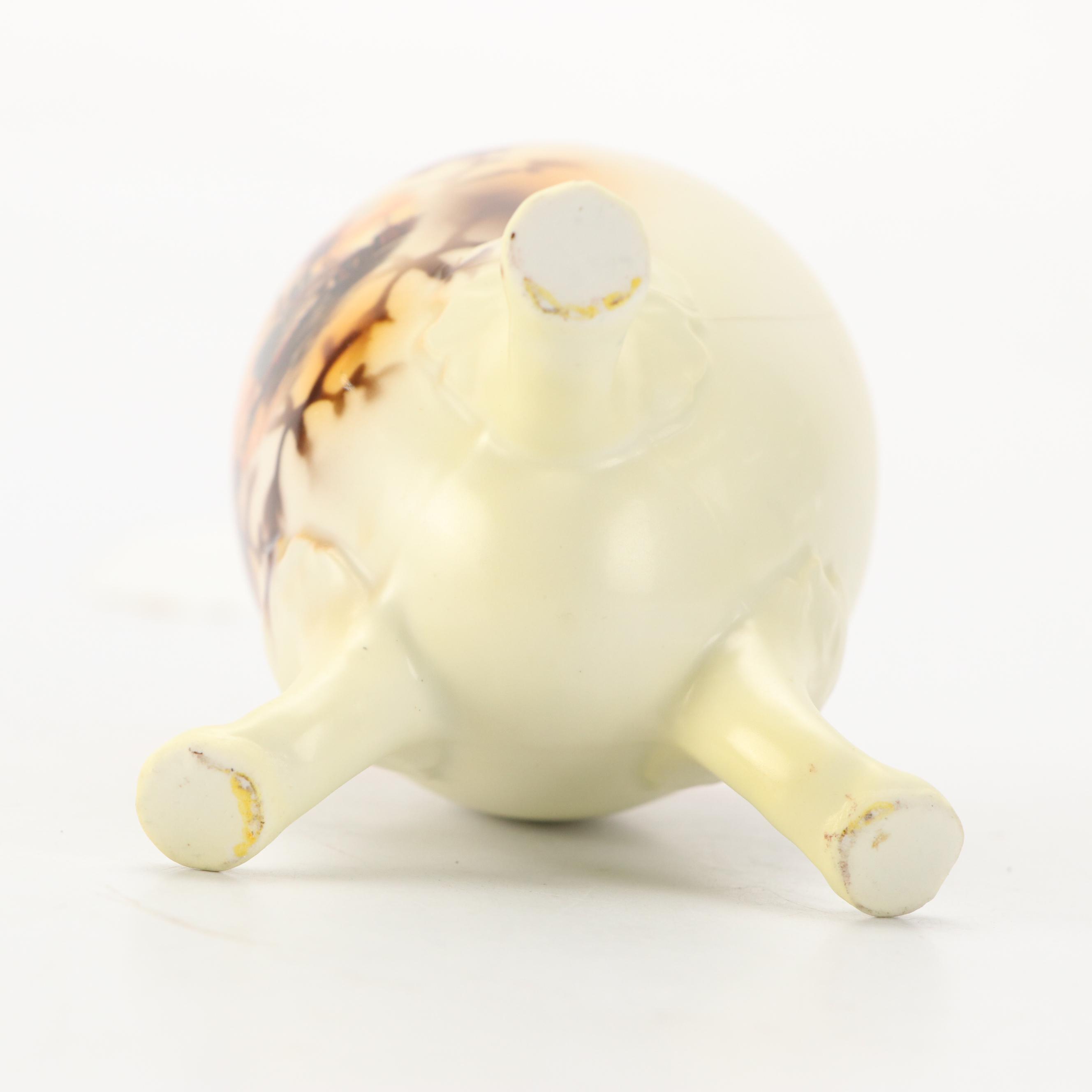 Edwardian Style Ceramic Hatpin Holder with Assortment of Pins, 20th Century