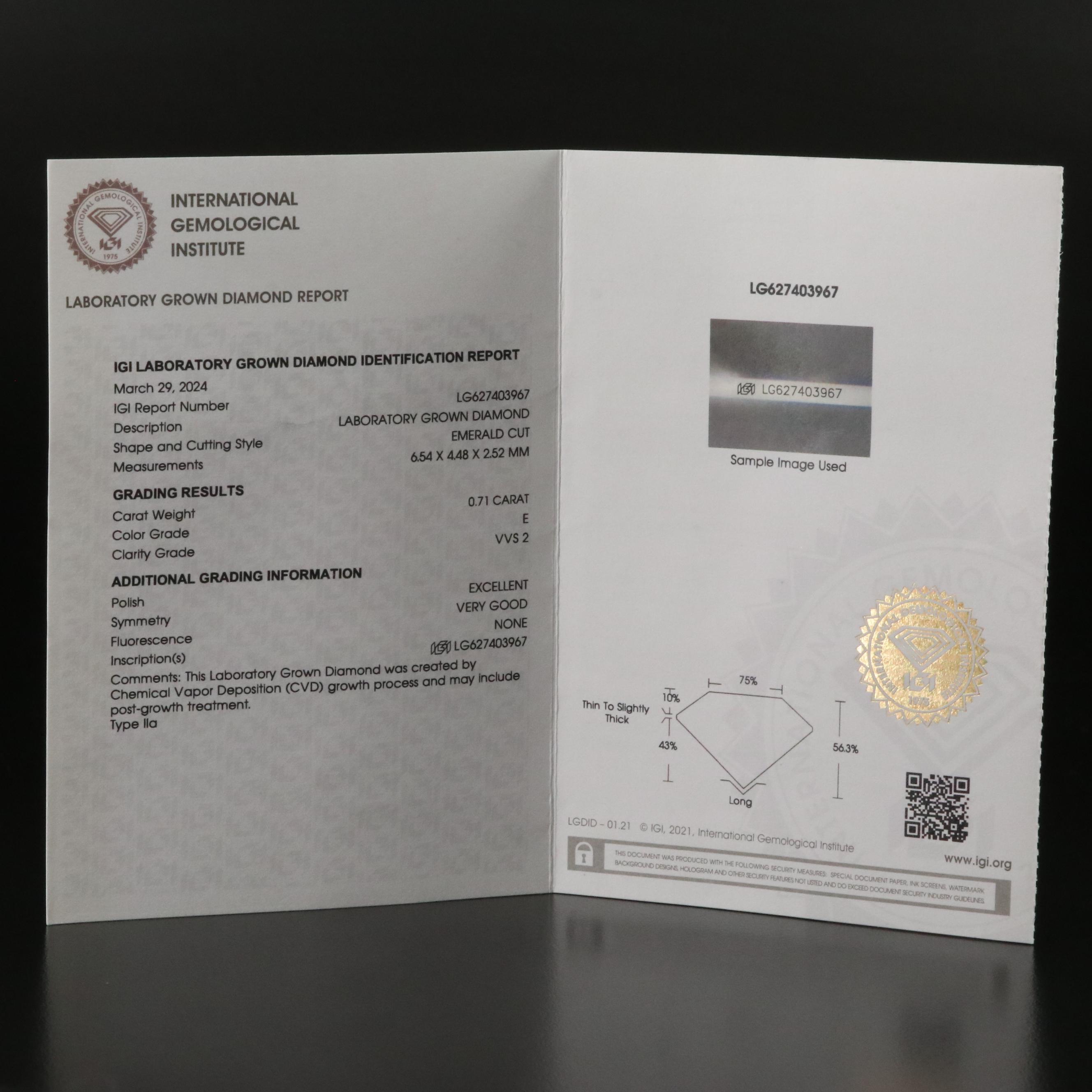 14K 1.62 CTW Lab Grown Ring with IGI Reports