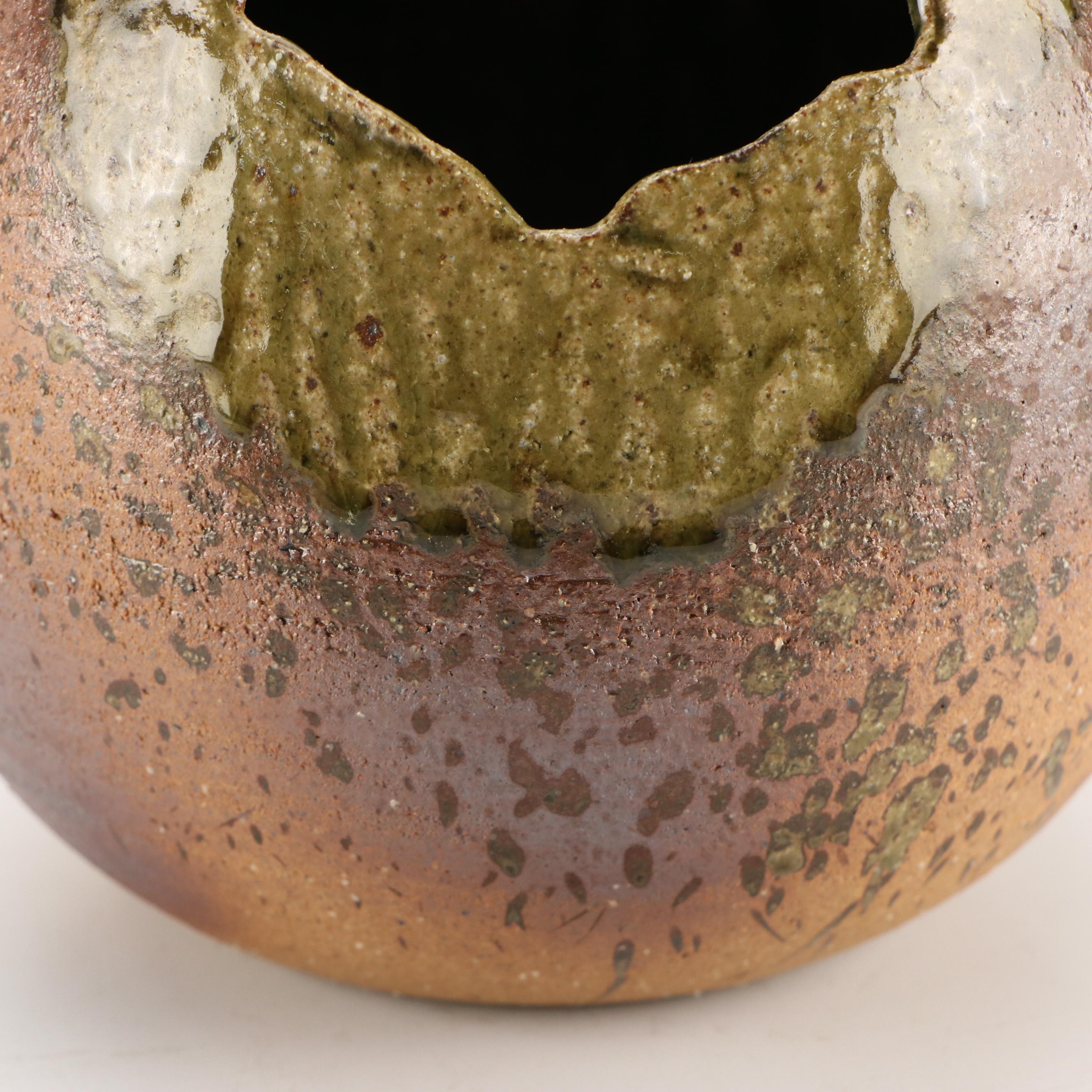 Japanese Meizan Shigaraki Ware Ikebana Vase