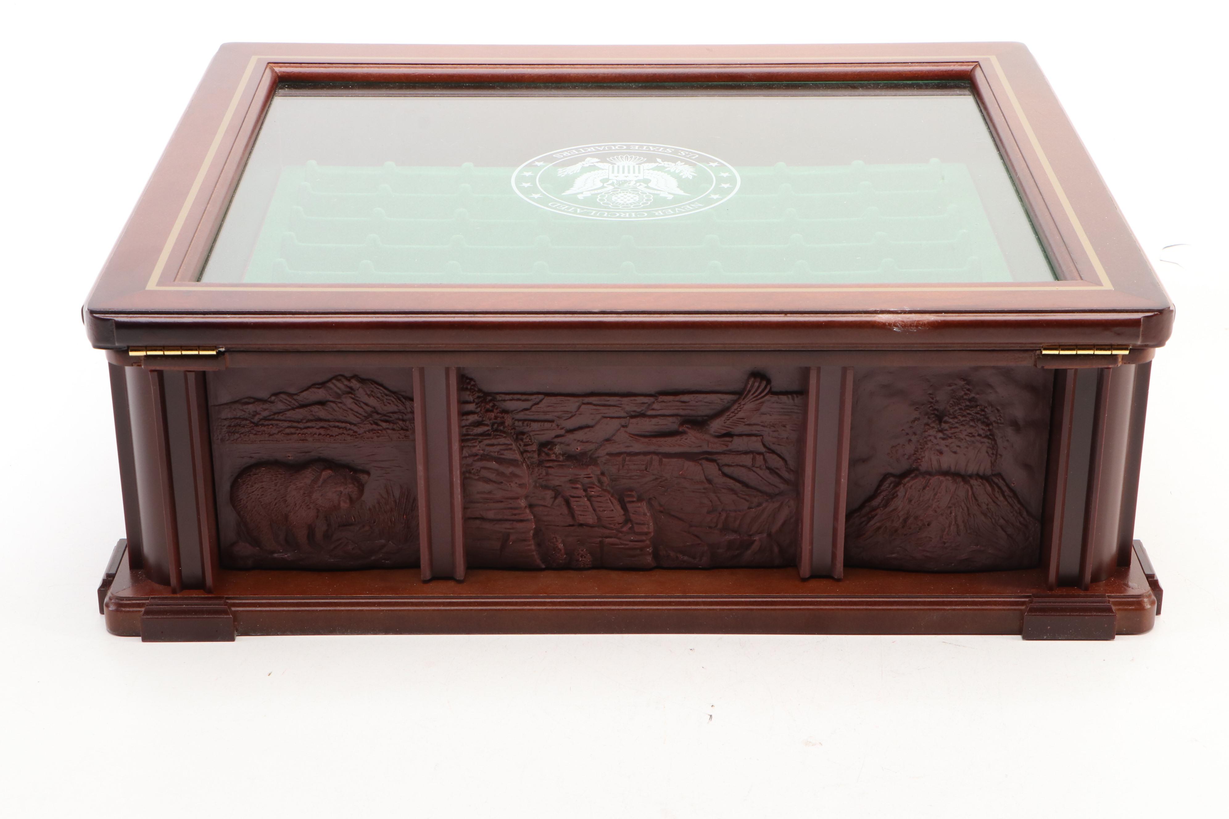 Danbury Mint Never Circulated U.S. State Quarters Wooden Display Case