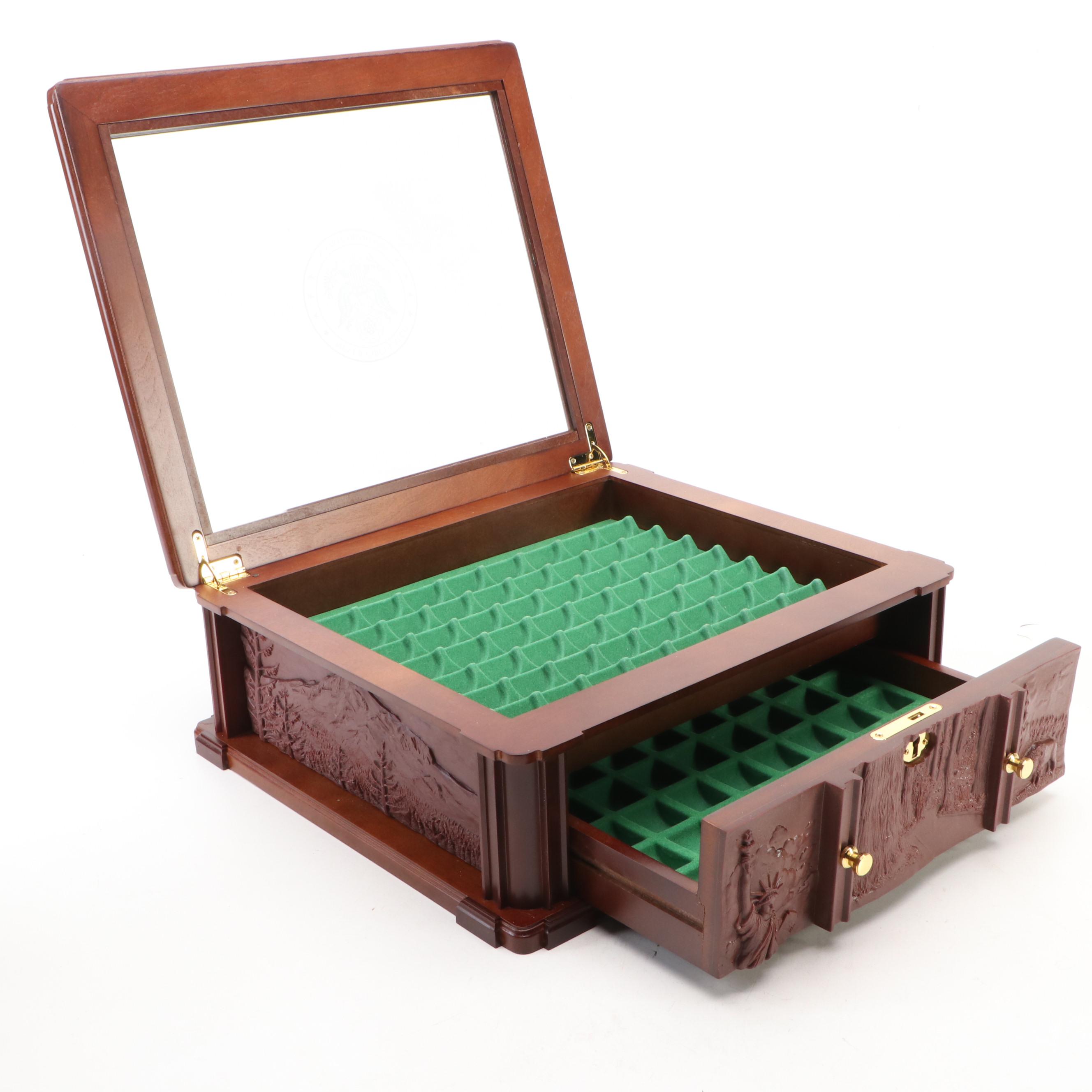 Danbury Mint Never Circulated U.S. State Quarters Wooden Display Case