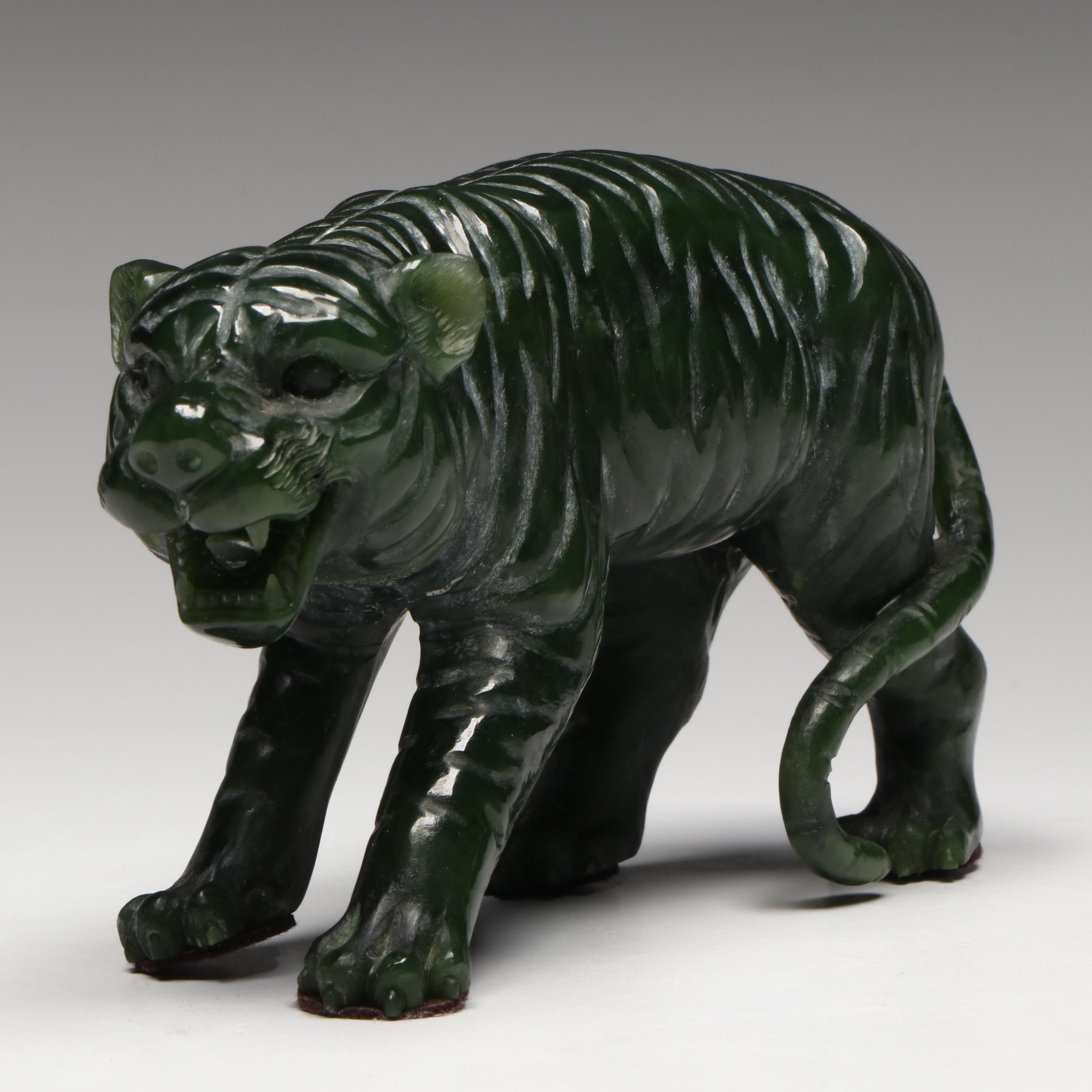 Chinese Carved Nephrite Tiger