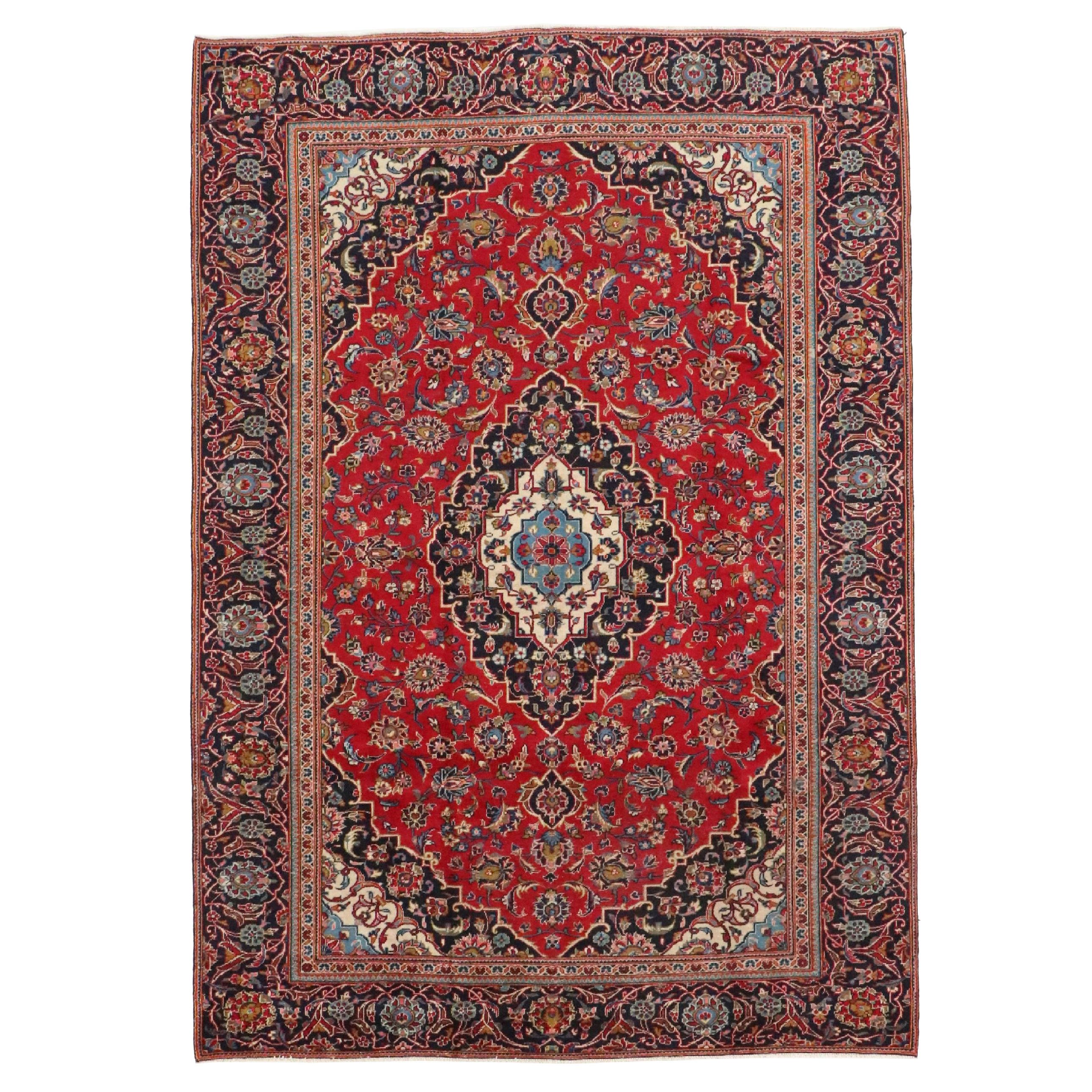 8'5 x 10'8 Hand-Knotted Persian Kashan Area Rug