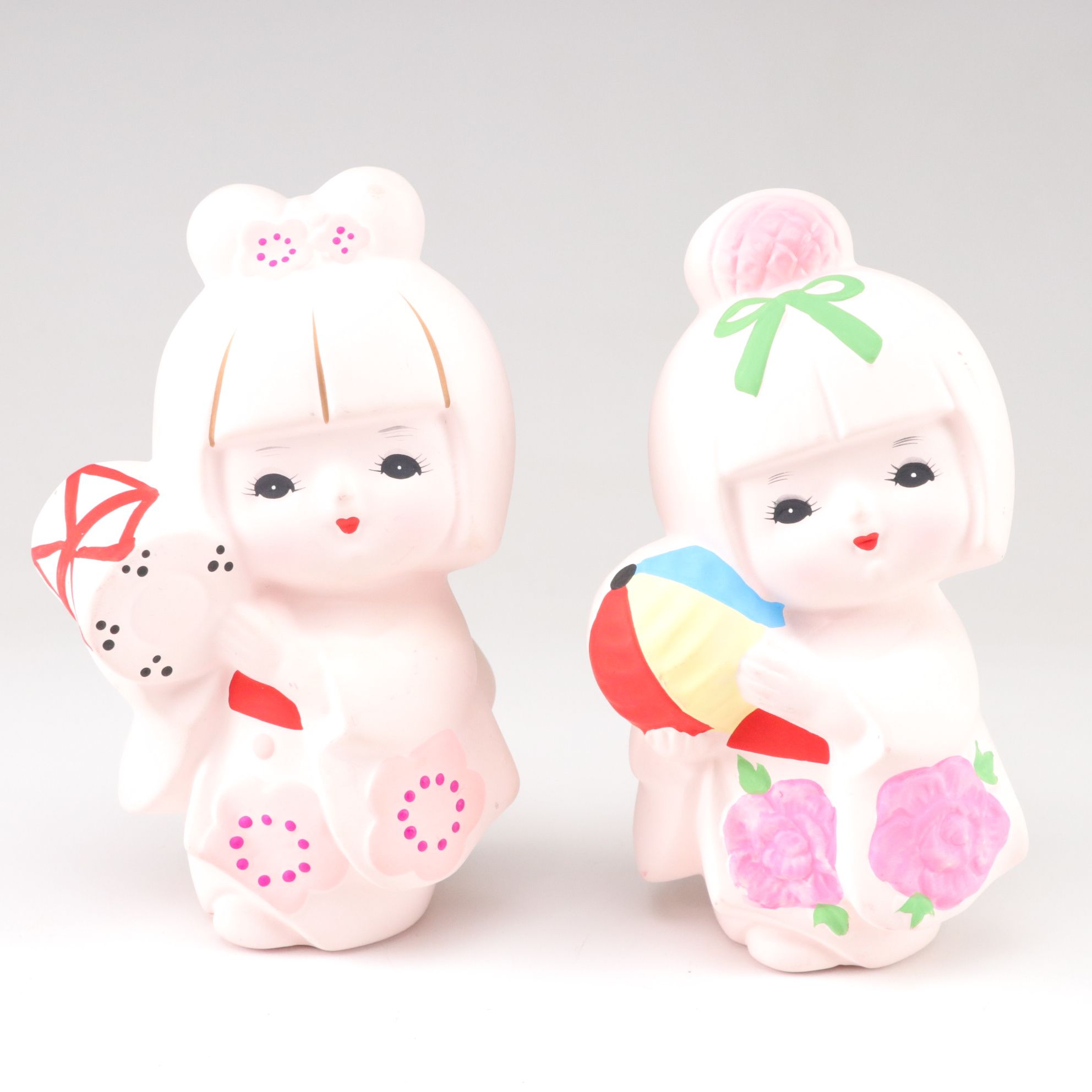 Japanese Ceramic Hina Dolls with Bisque Hakata Dolls