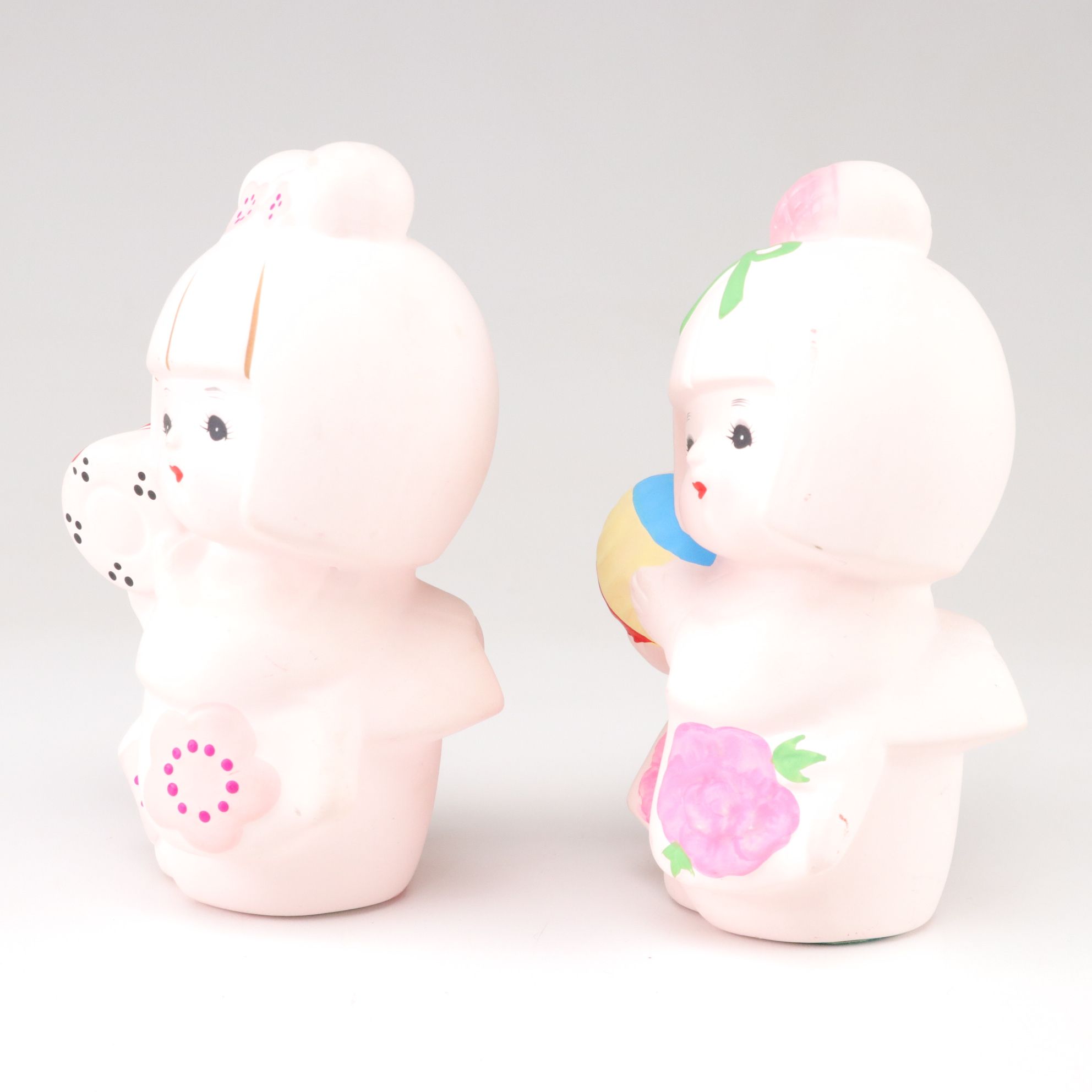 Japanese Ceramic Hina Dolls with Bisque Hakata Dolls